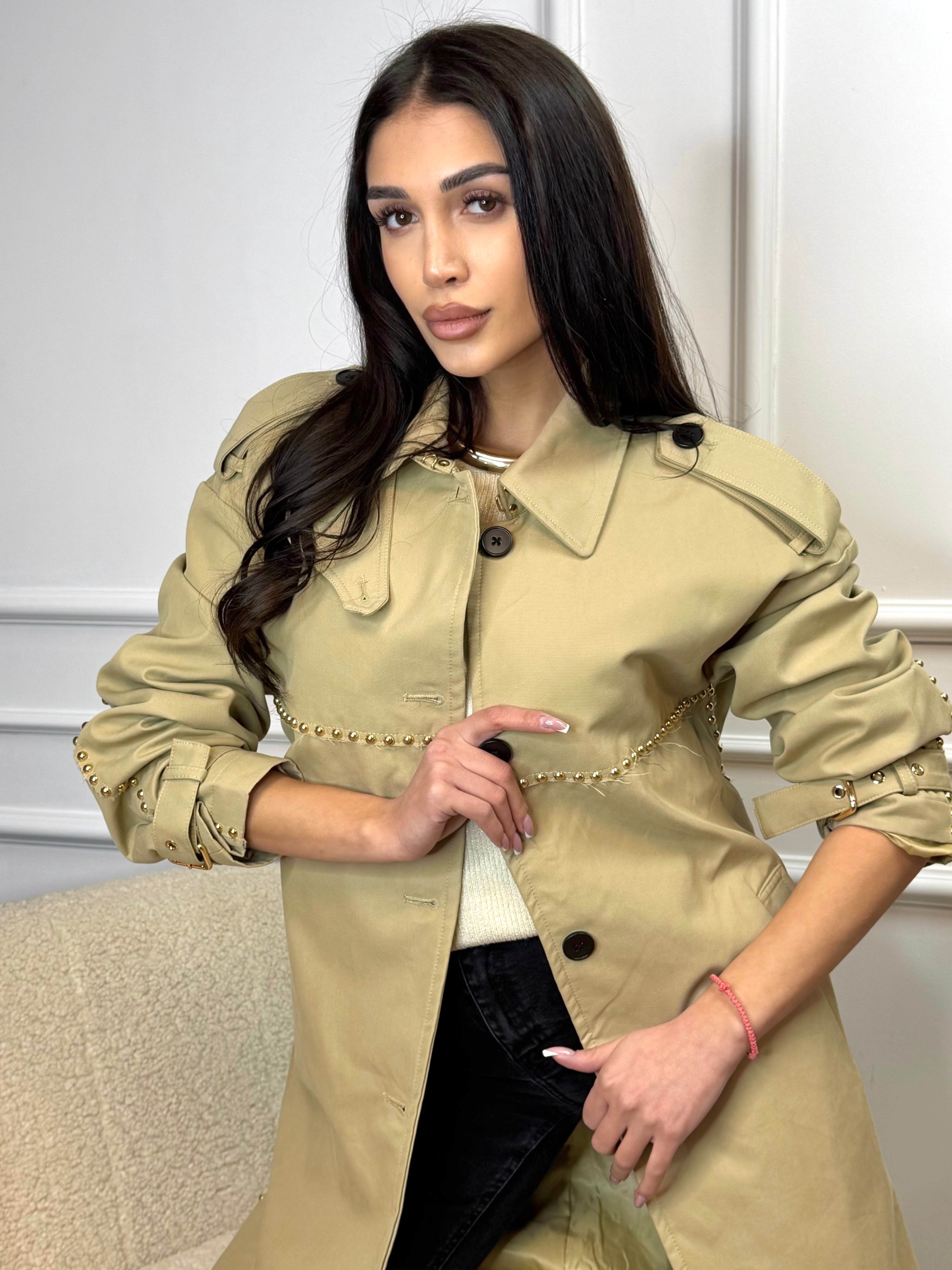 Шлифер " “Studded Beige Trench Coat”