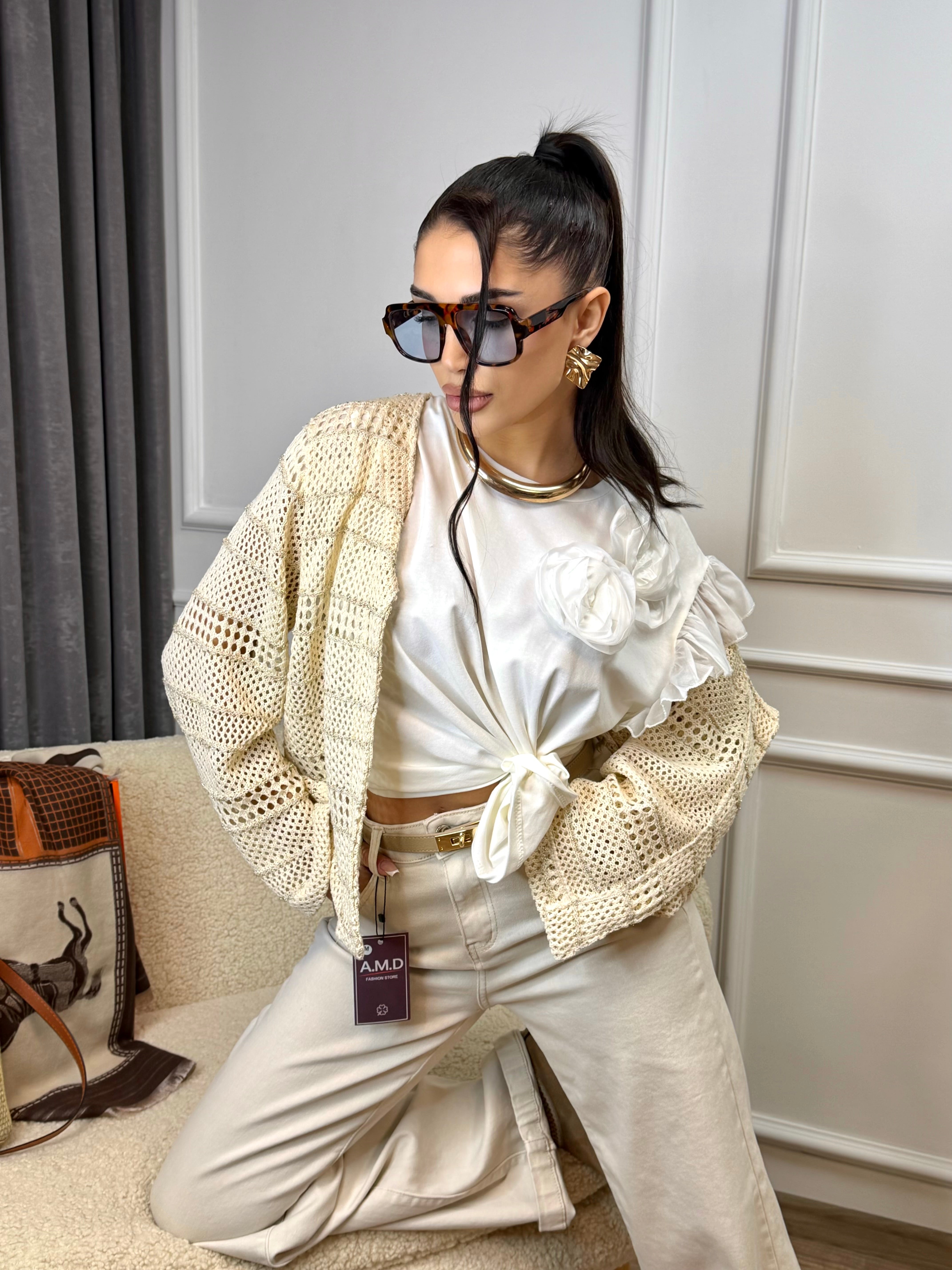 Мрежеста жилетка “Golden Breeze Cotton Cardigan”