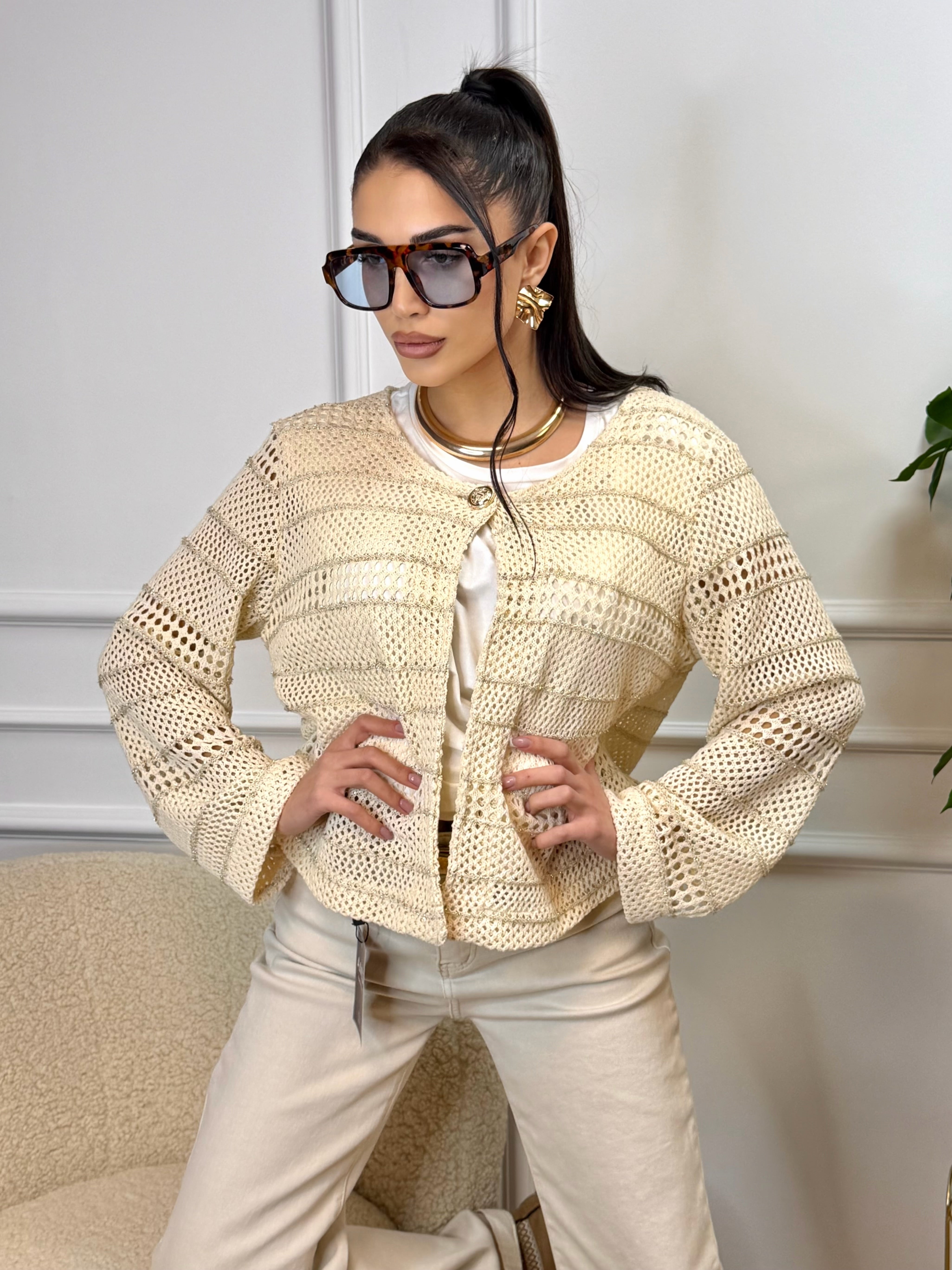 Мрежеста жилетка “Golden Breeze Cotton Cardigan”