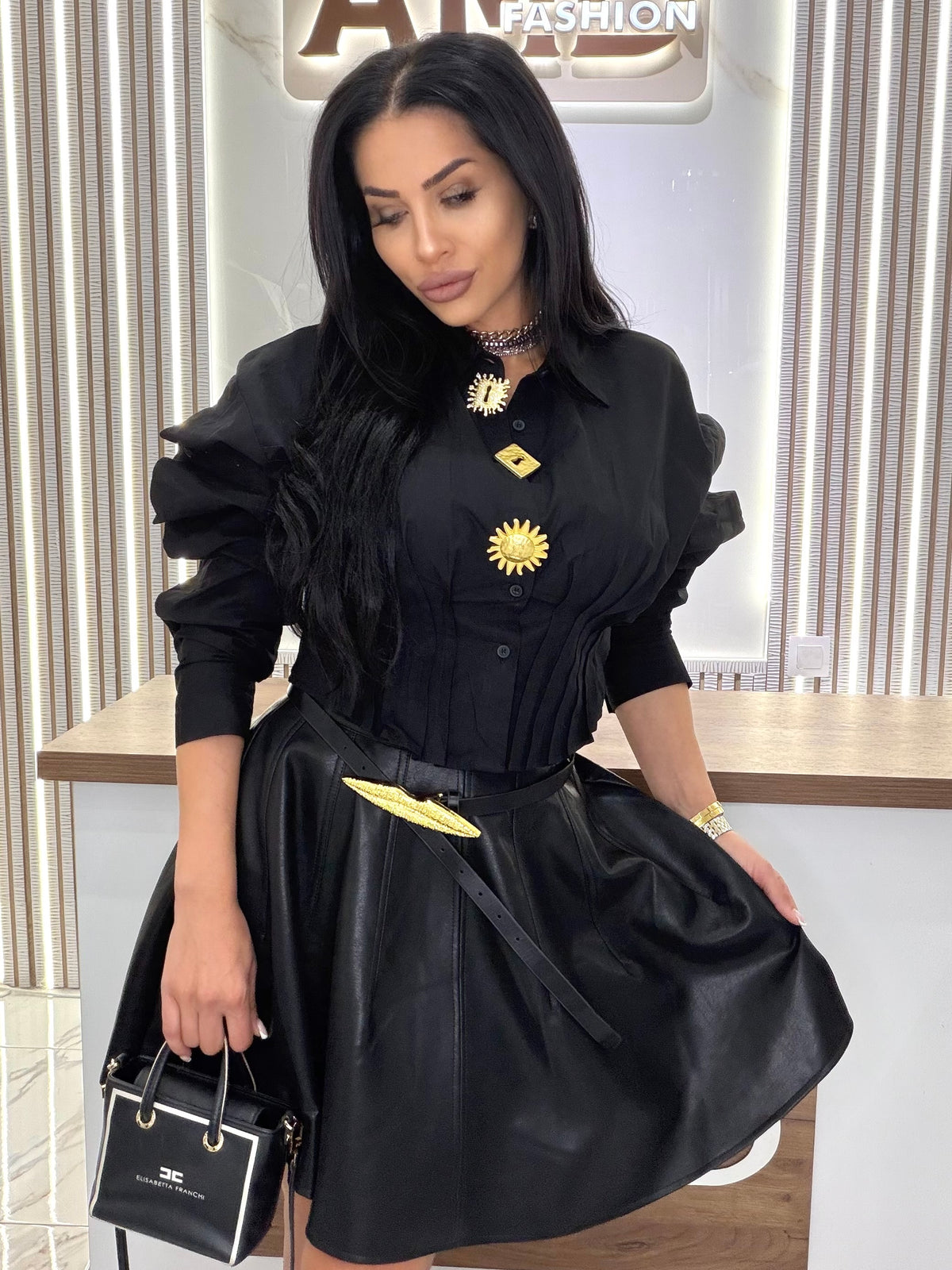 Кожена пола "LEATHER ZETA BLACK"