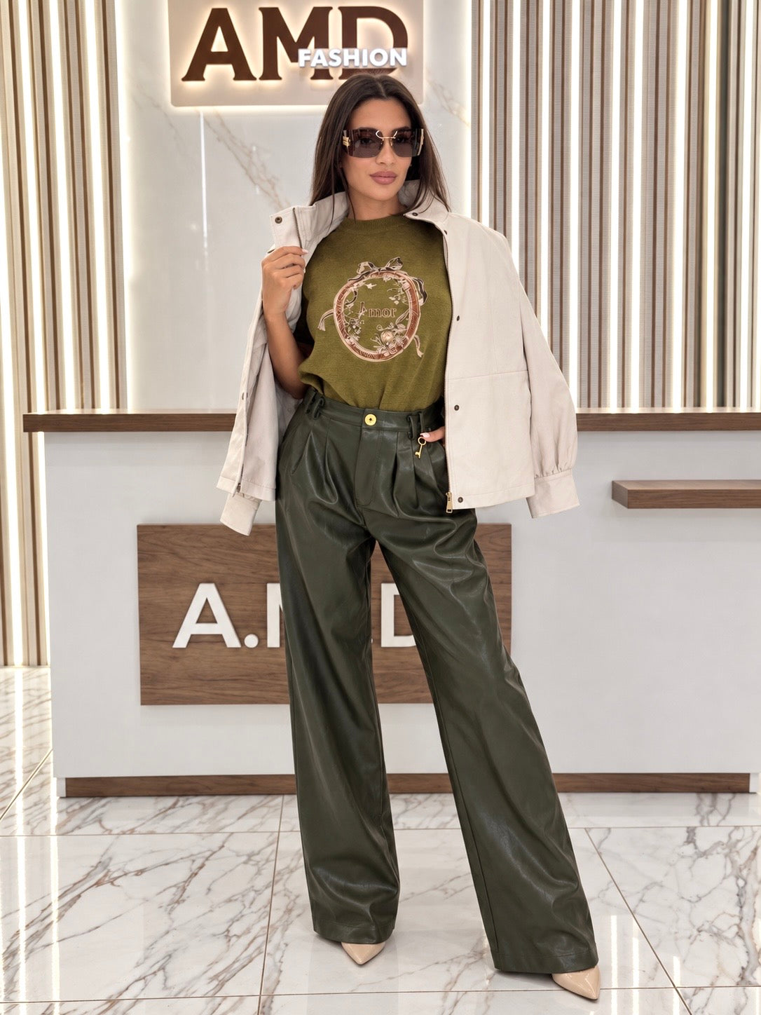 Панталон "OLIVE LEATHER"
