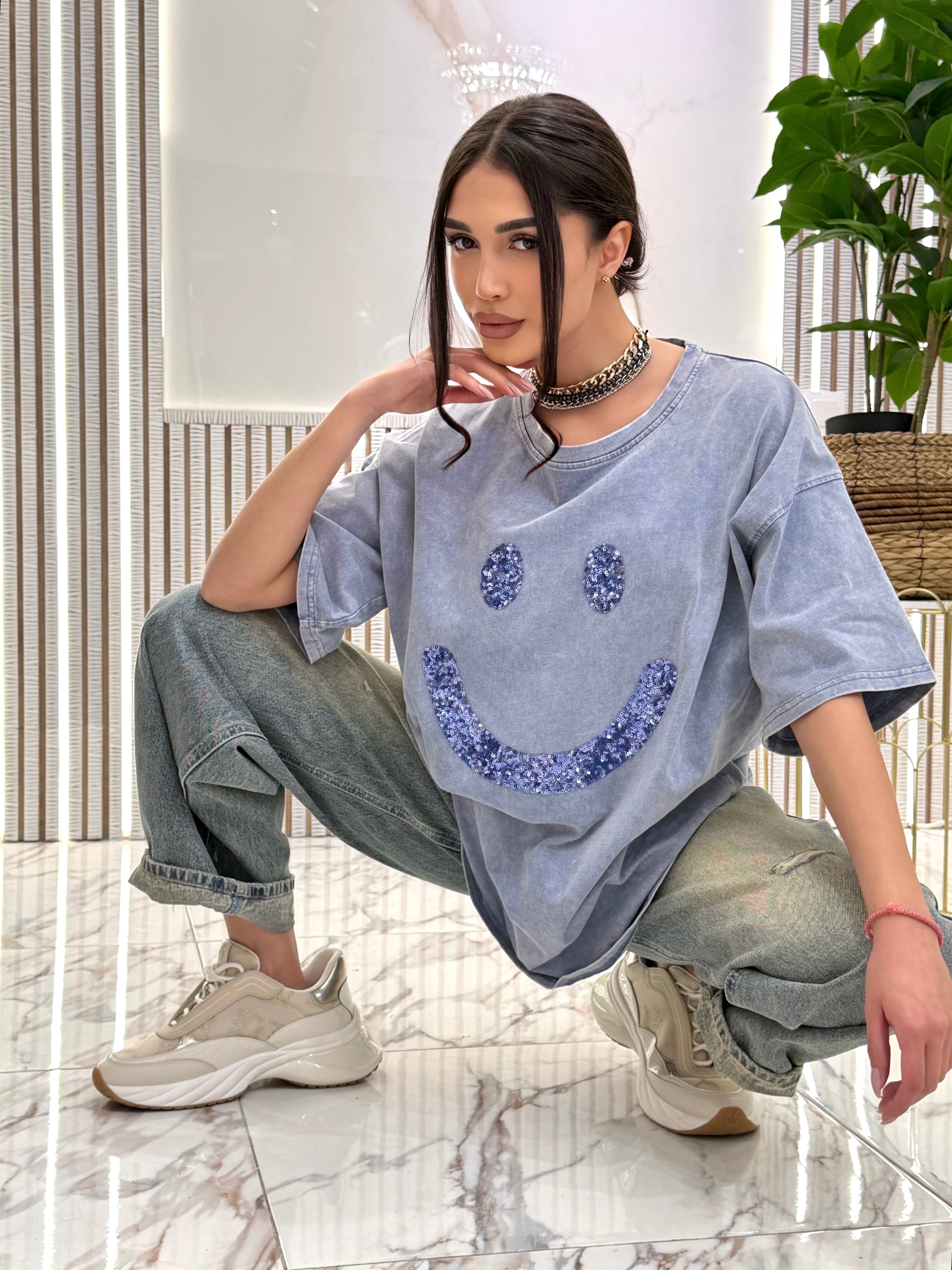 Тениска "Smile Stone Blue "