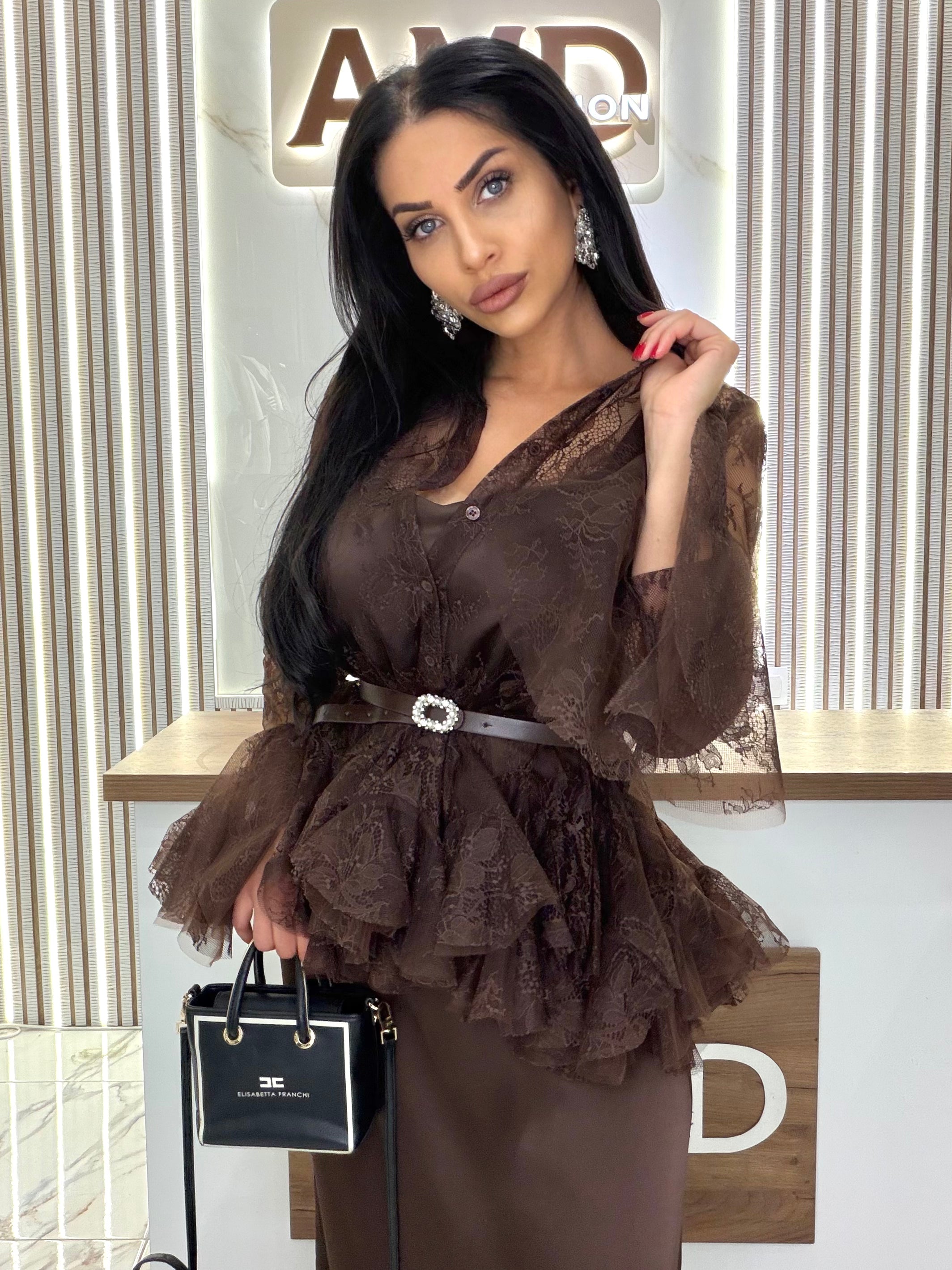 Рокля от две части "LACE DRESS – BROWN"