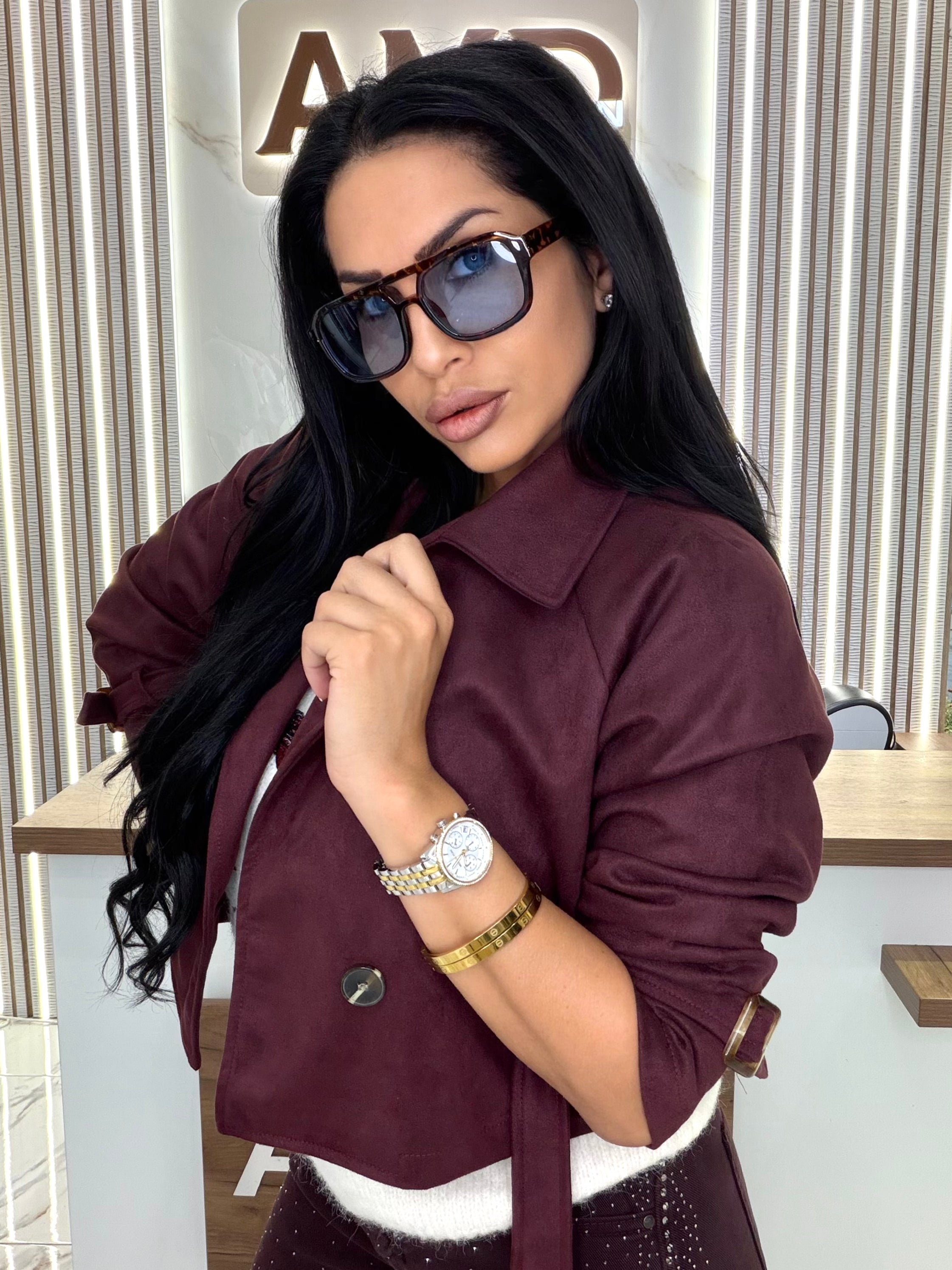 Велурено яке " Bordeaux Suede Jacket"