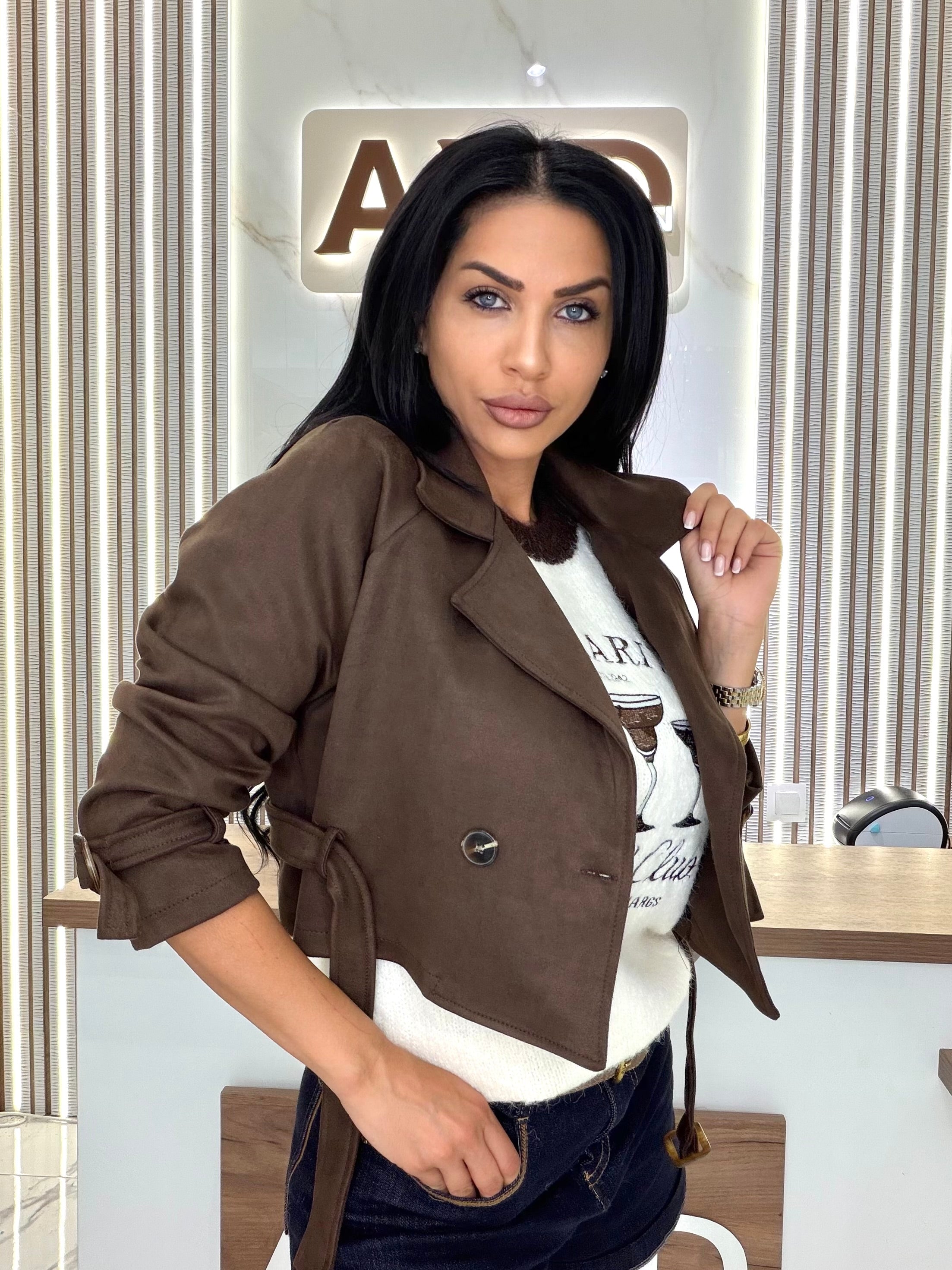 Велурено яке "Brown Suede Jacket"
