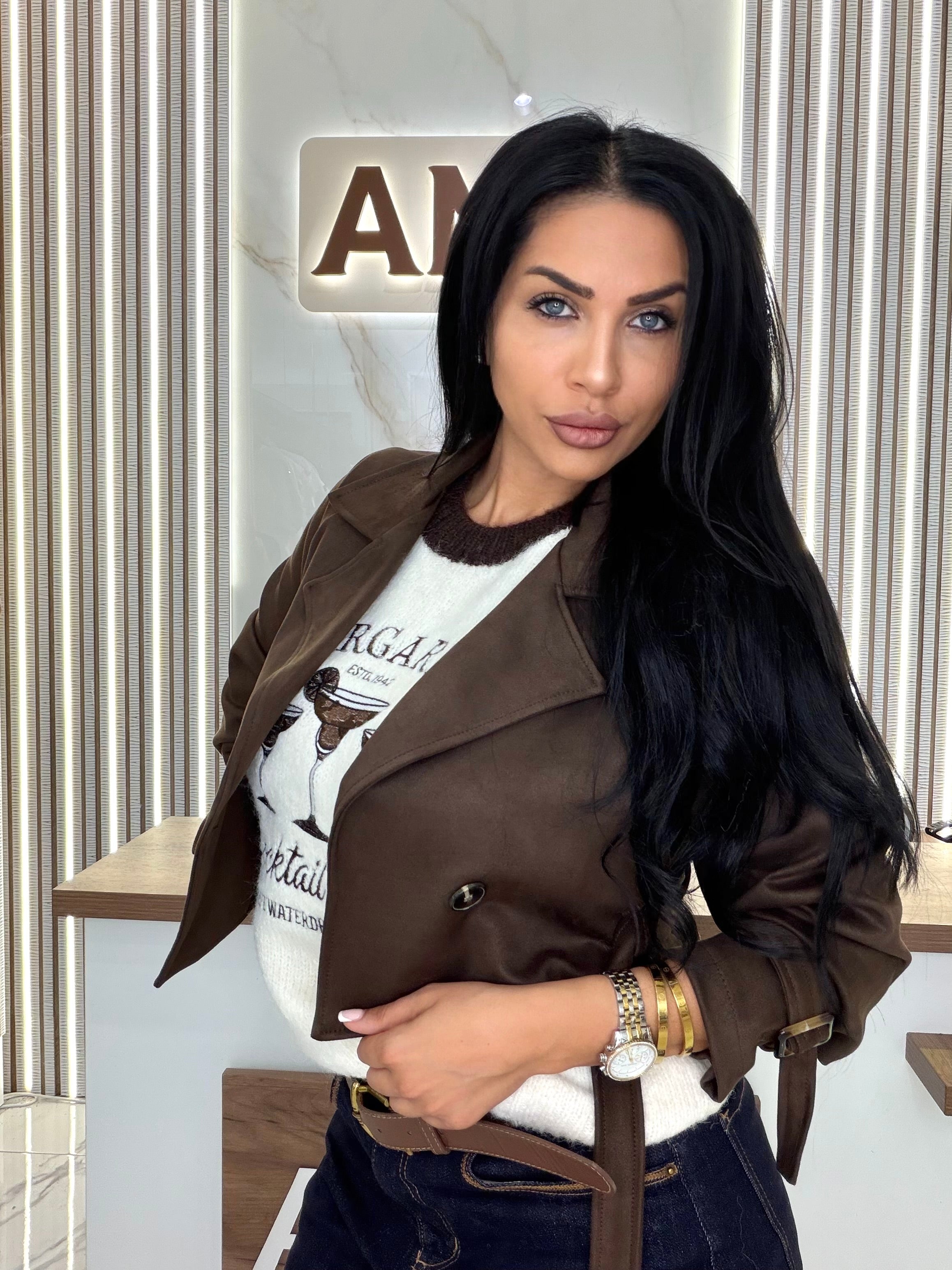 Велурено яке "Brown Suede Jacket"