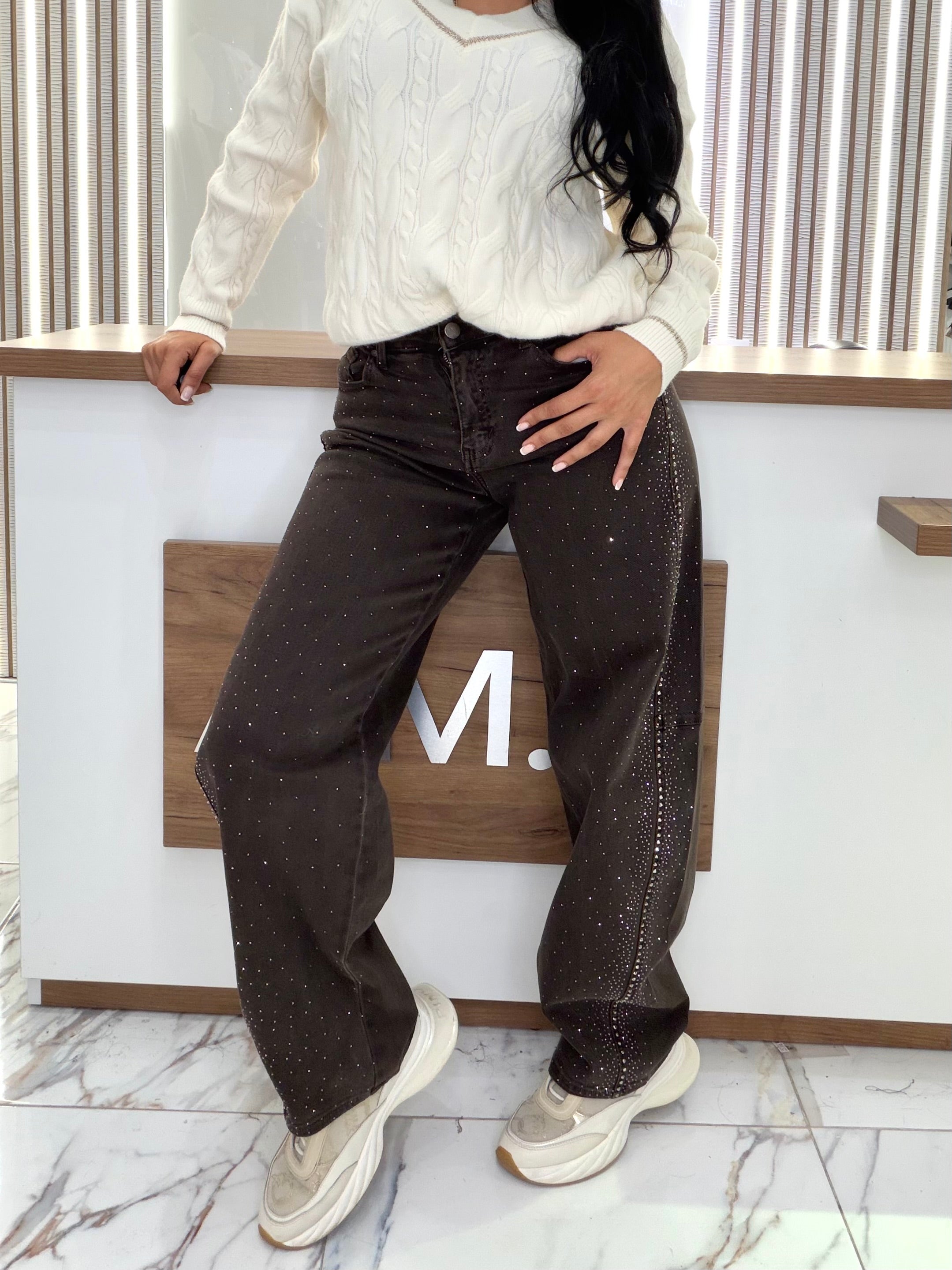 Дънки " Brown Crystal Jeans"