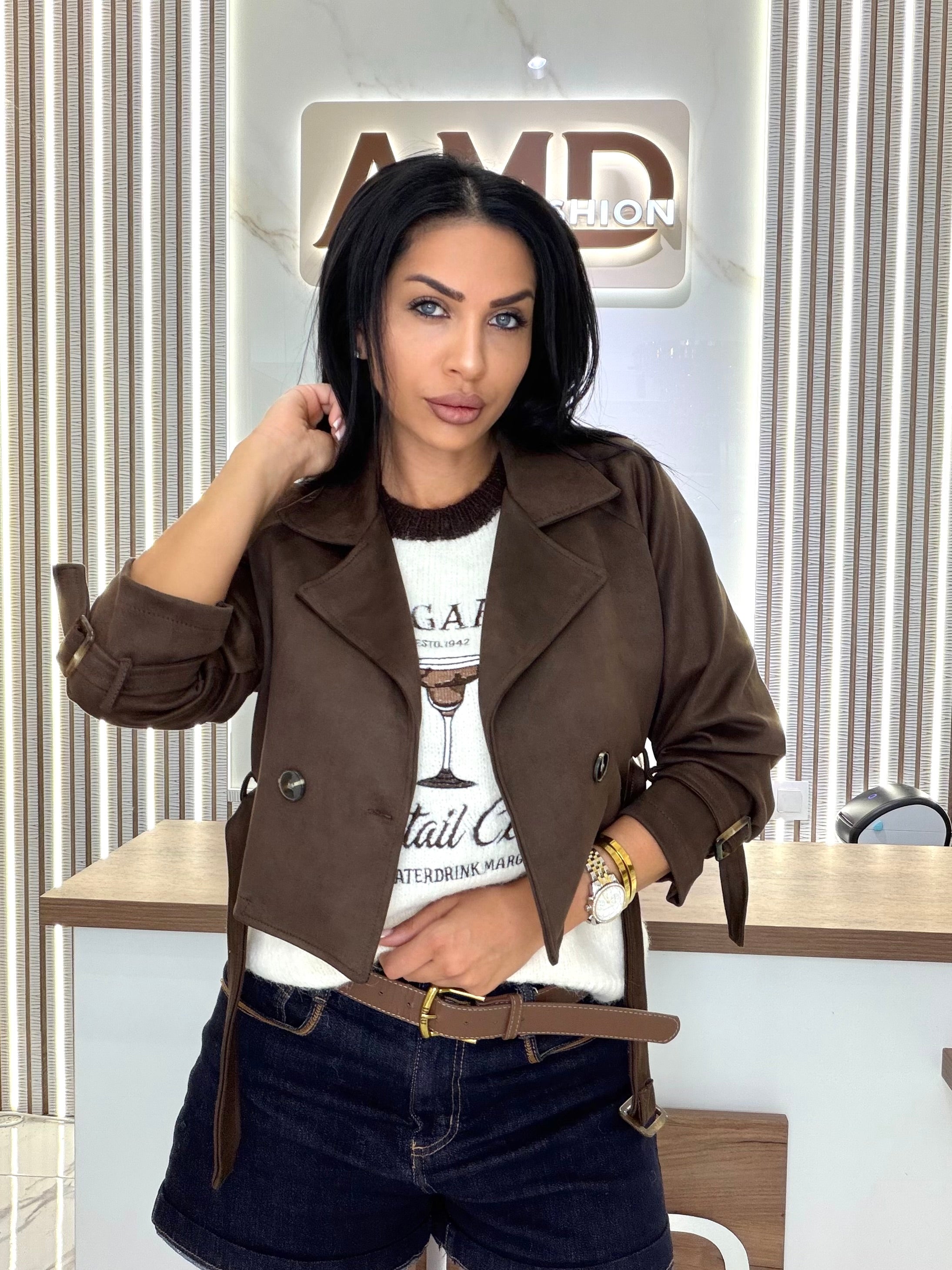 Велурено яке "Brown Suede Jacket"