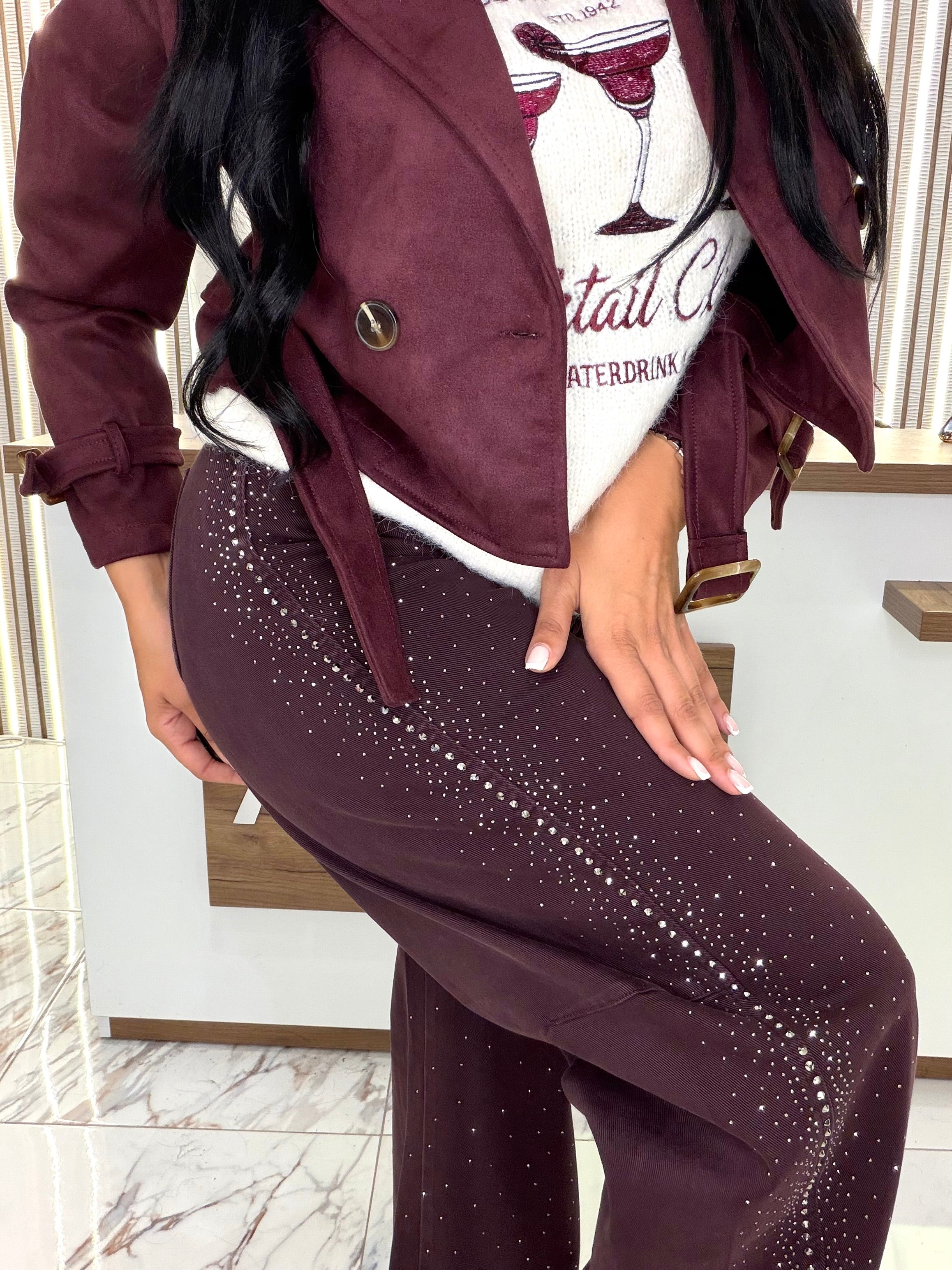 Дънки "Burgundy Crystal Jeans"