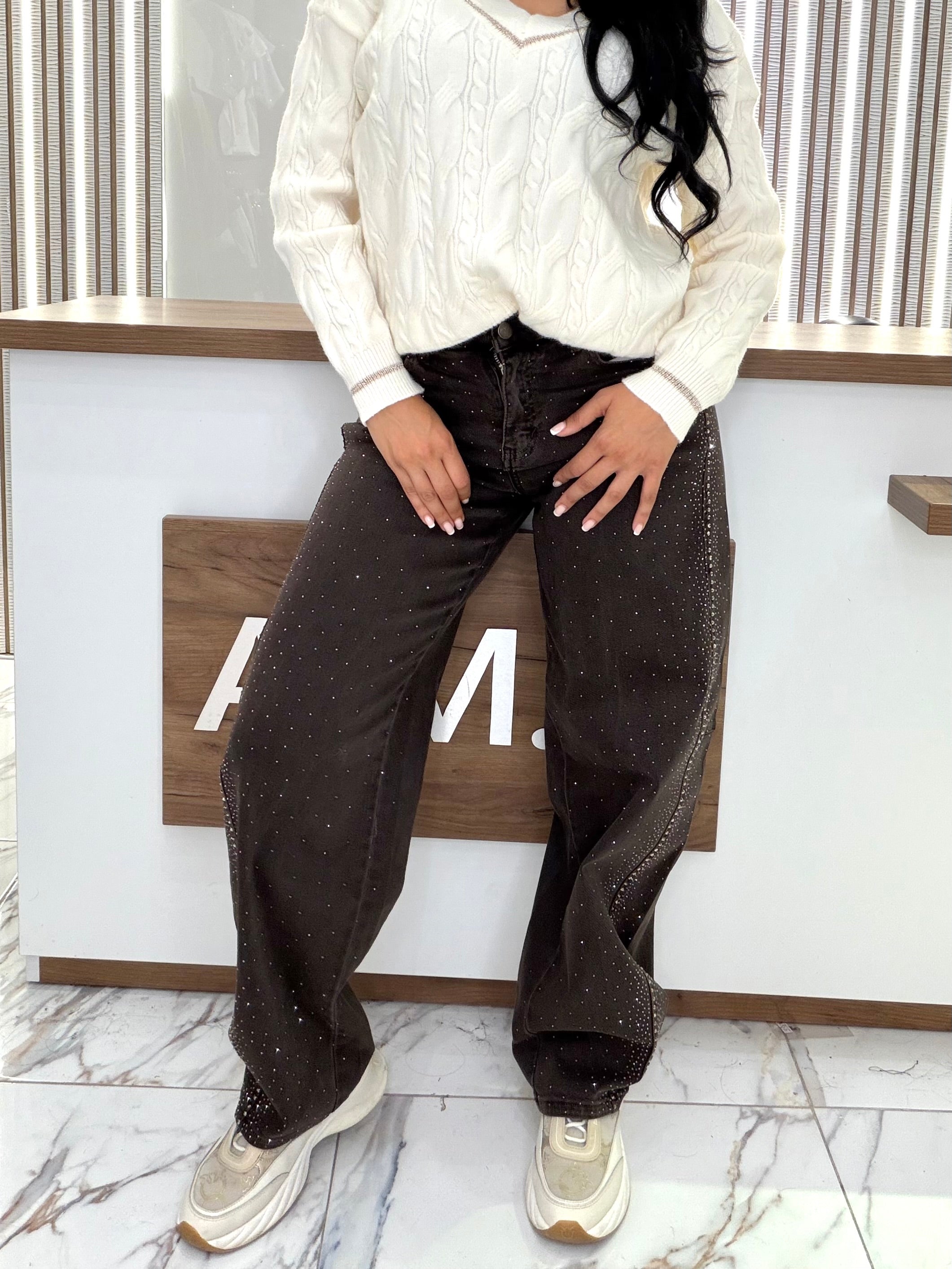 Дънки " Brown Crystal Jeans"