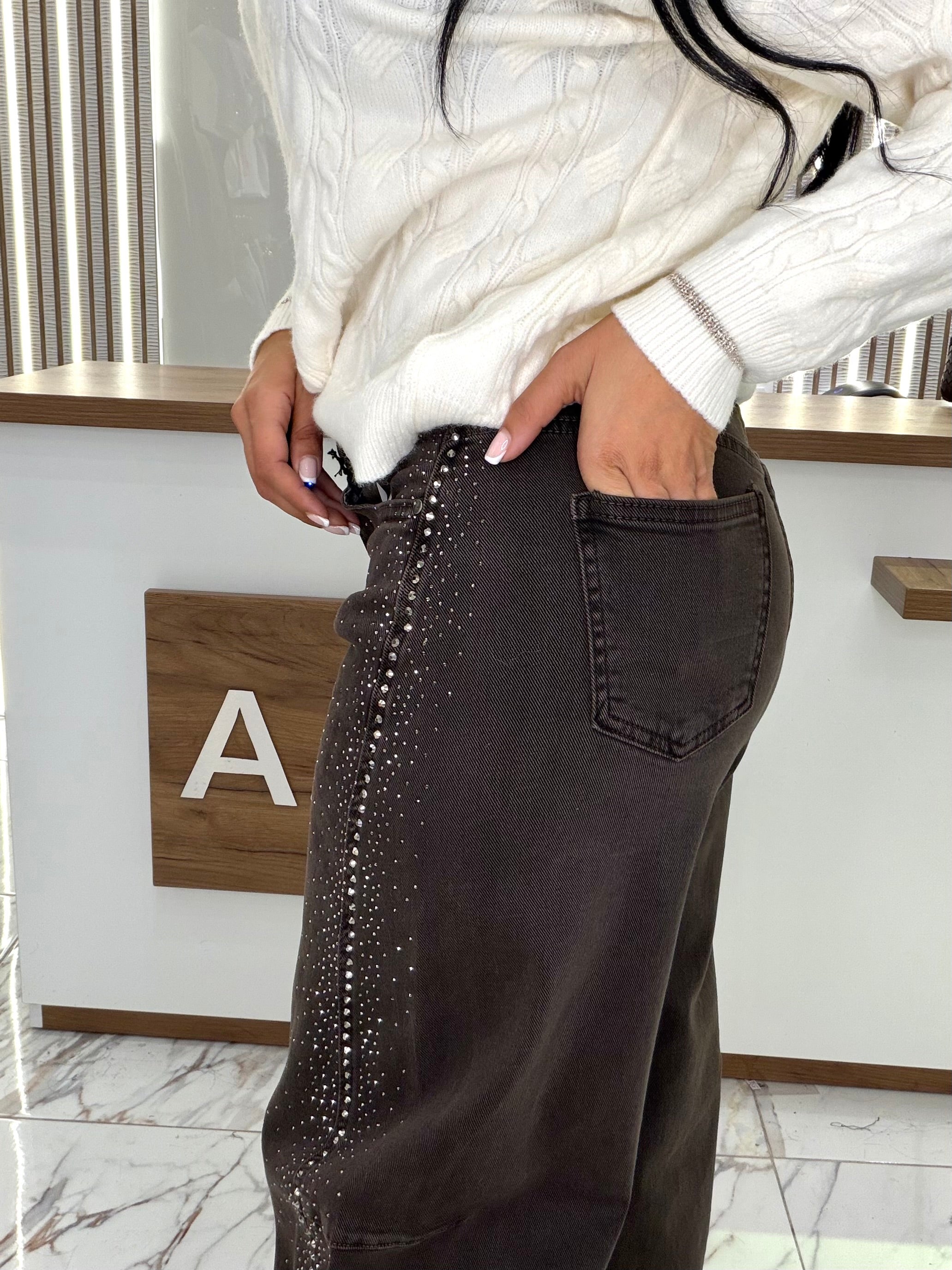 Дънки " Brown Crystal Jeans"