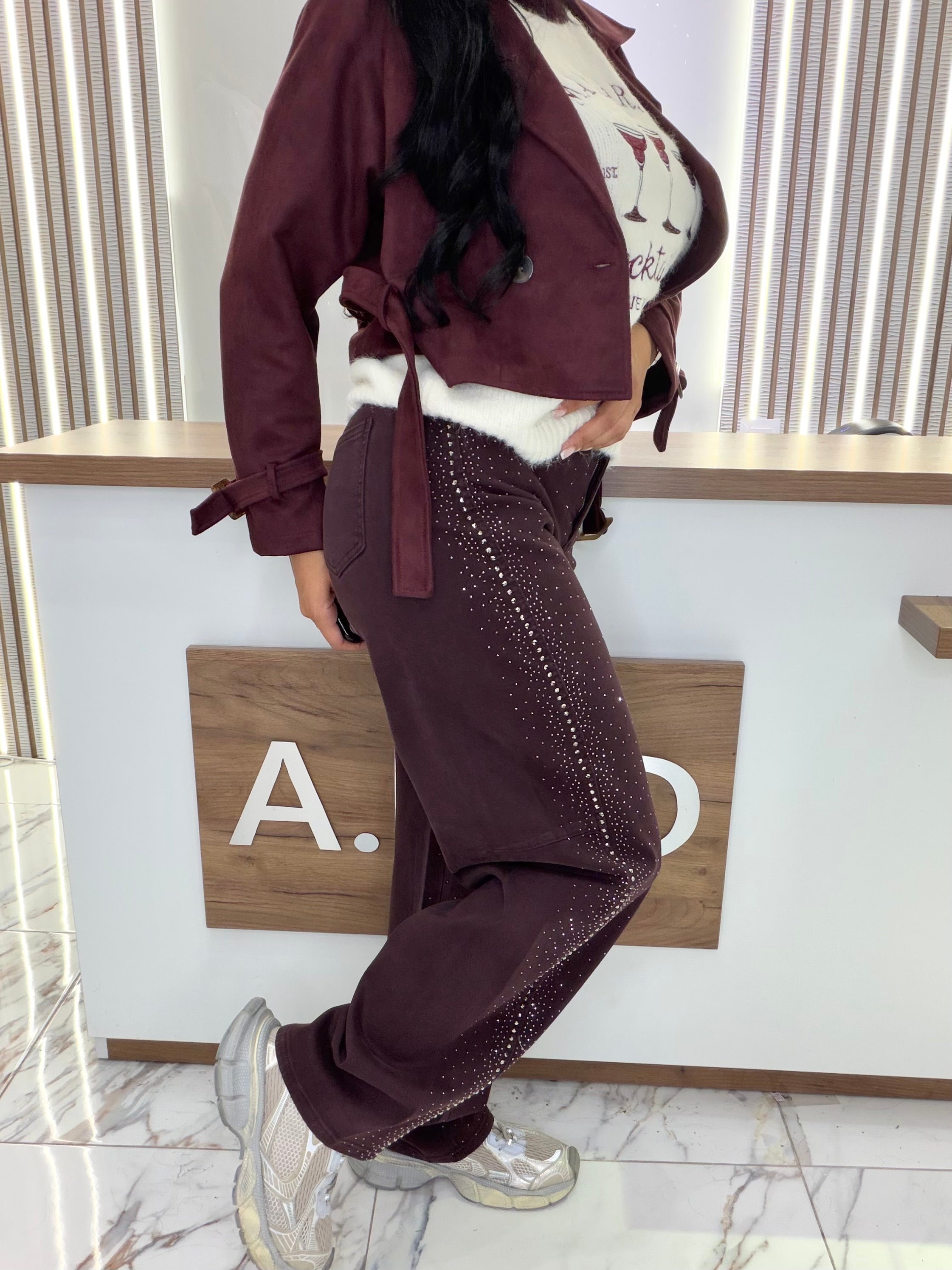 Дънки "Burgundy Crystal Jeans"