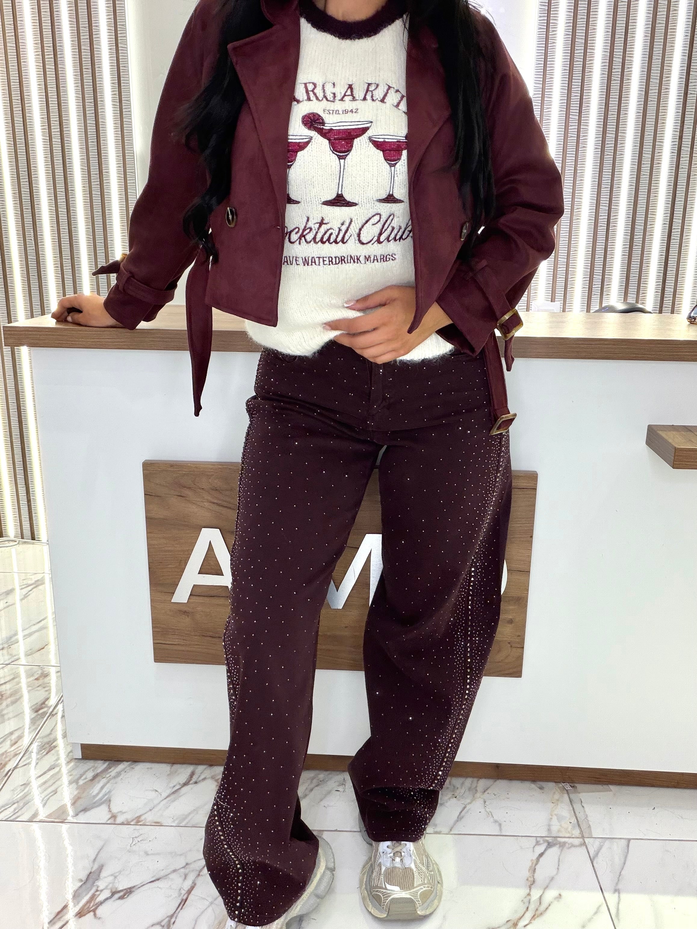 Дънки "Burgundy Crystal Jeans"