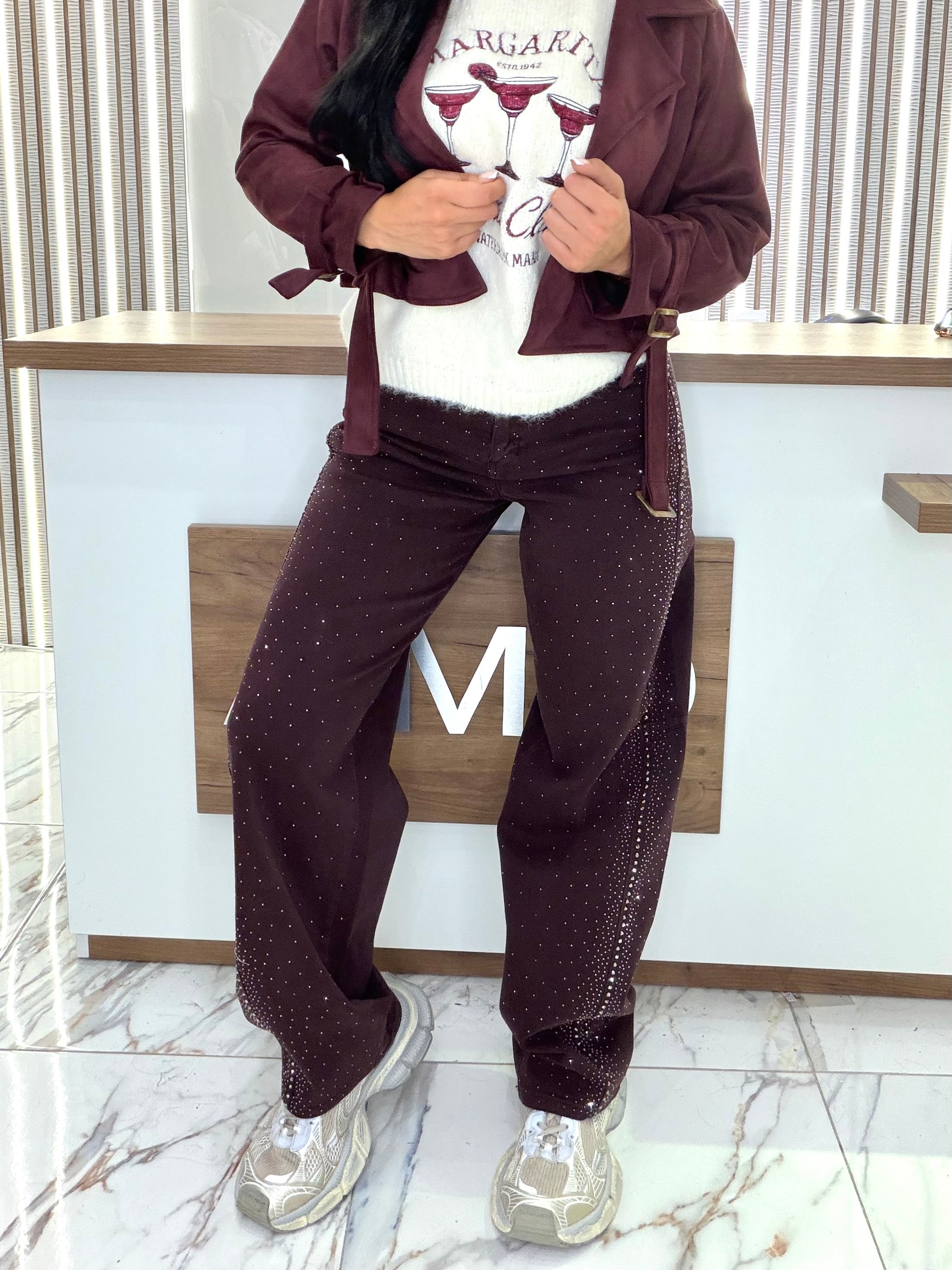Дънки "Burgundy Crystal Jeans"