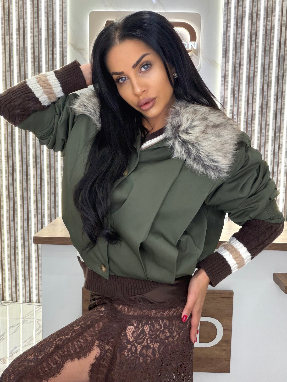 Яке с пух "GREEN FUR"