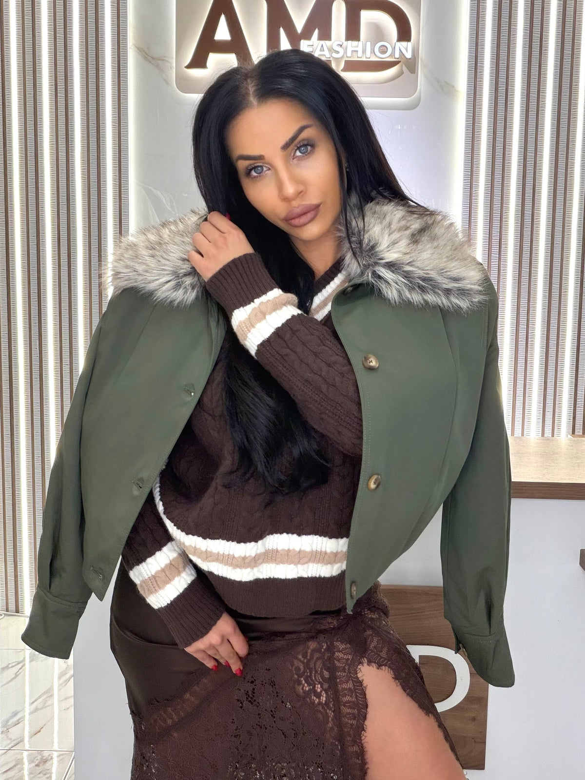 Яке с пух "GREEN FUR"