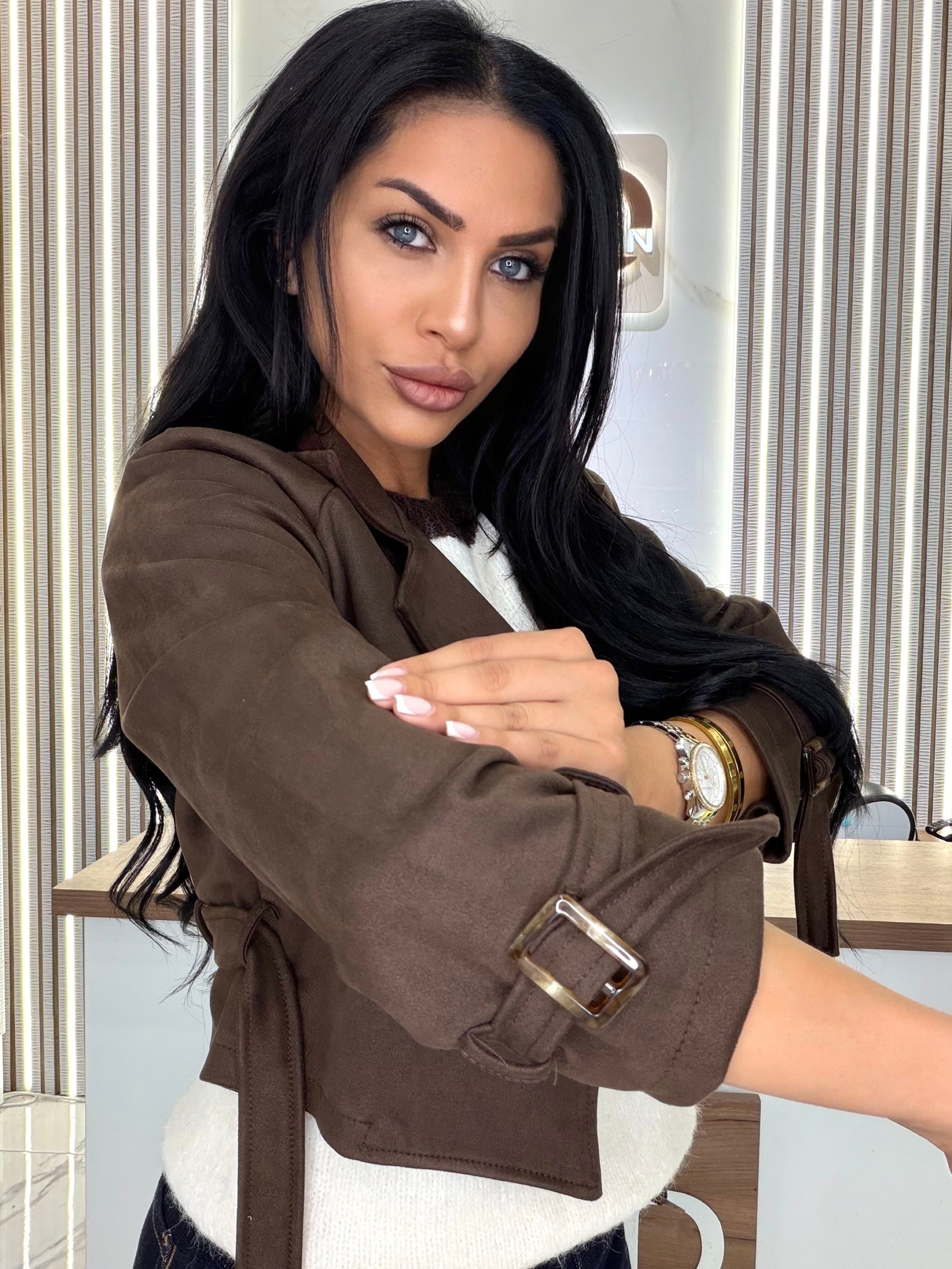 Велурено яке "Brown Suede Jacket"