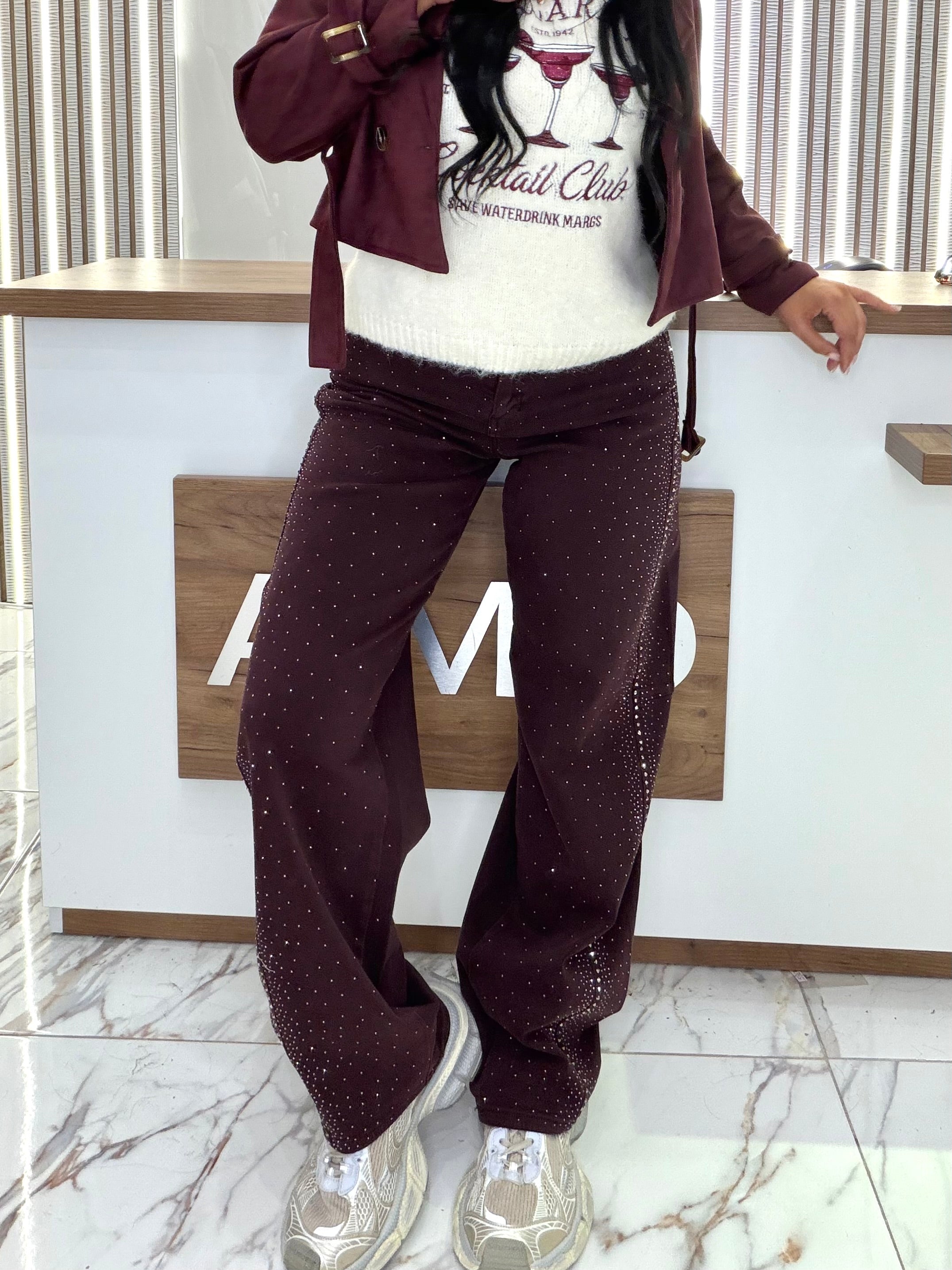Дънки "Burgundy Crystal Jeans"