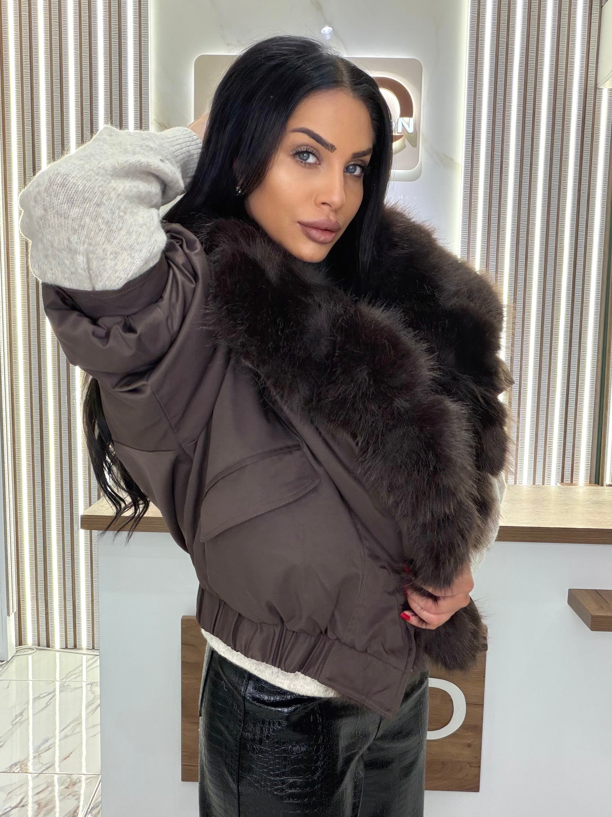 Яке с пух "BROWN LUXURY"