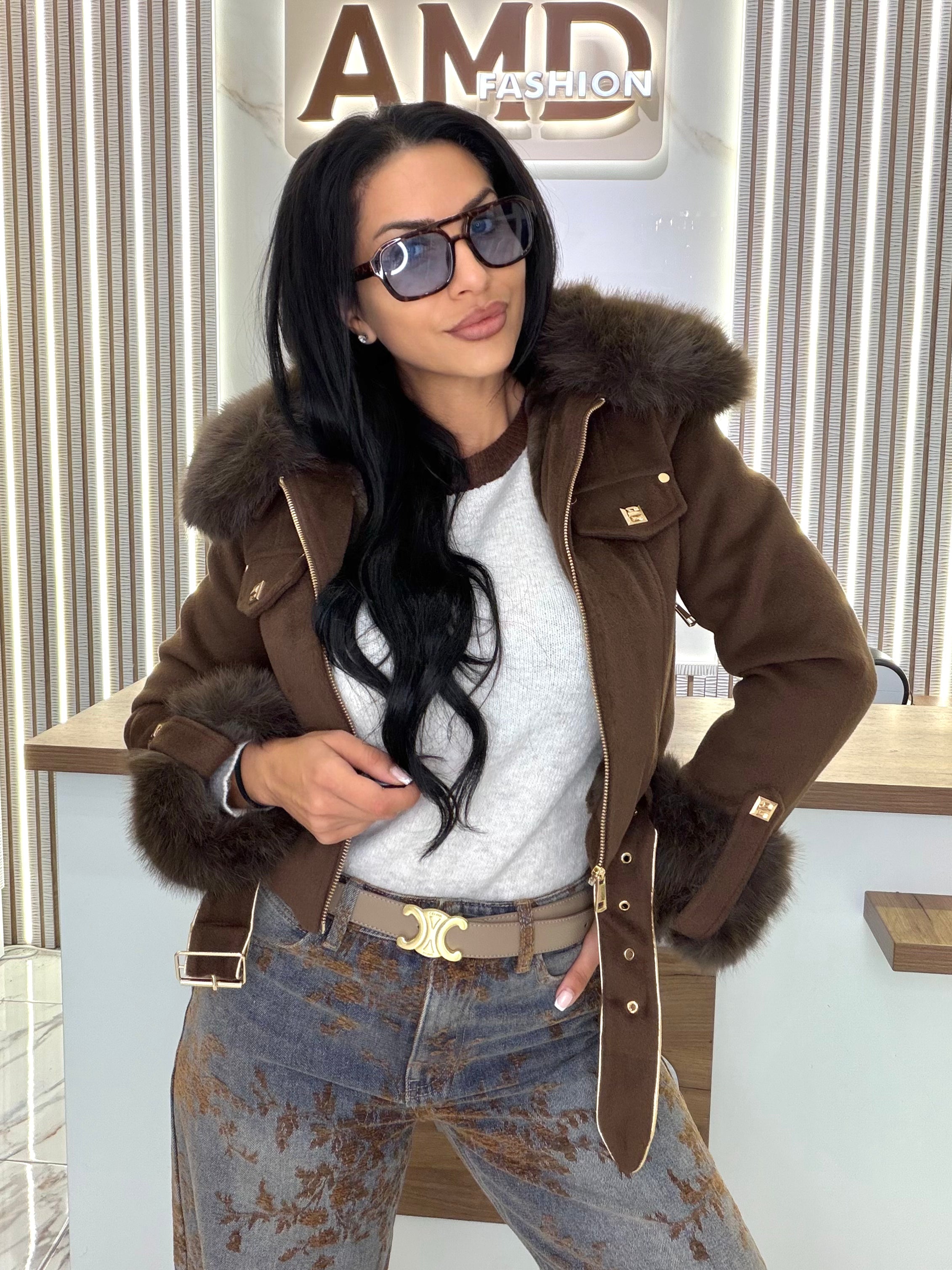 Яке с пух " BROWN LUXE "