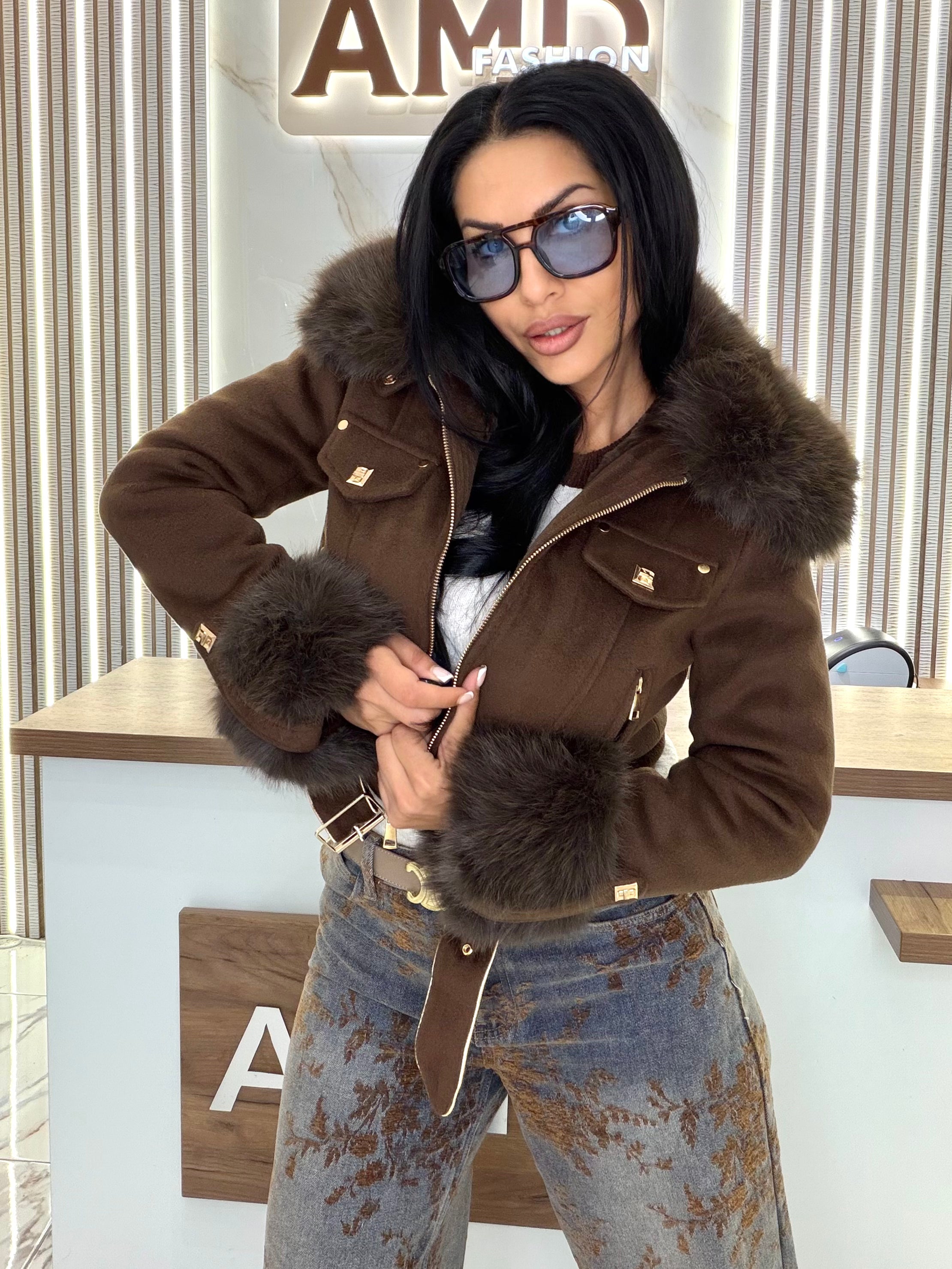 Яке с пух " BROWN LUXE "