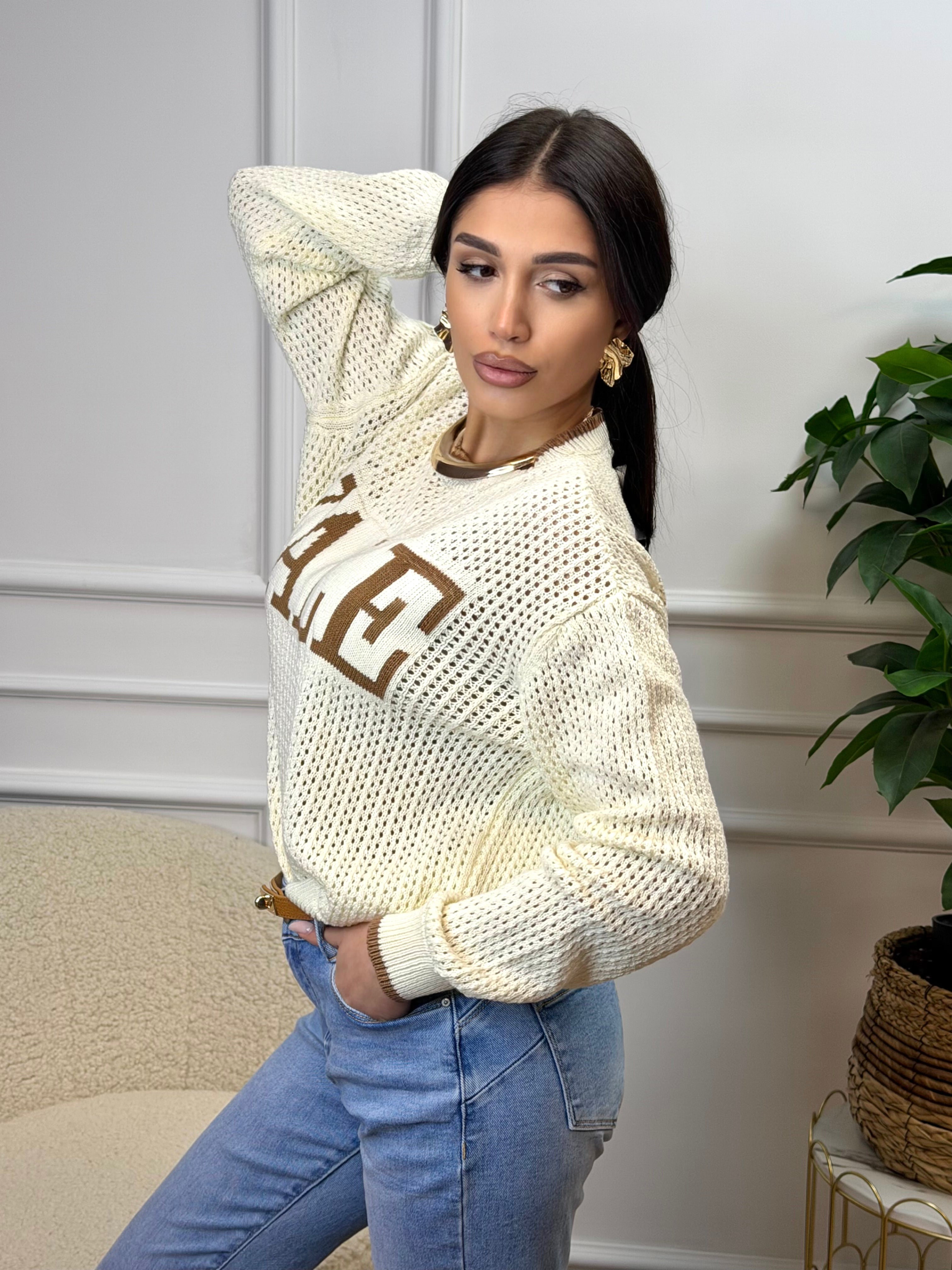 Блуза "Coffee and cream mesh"