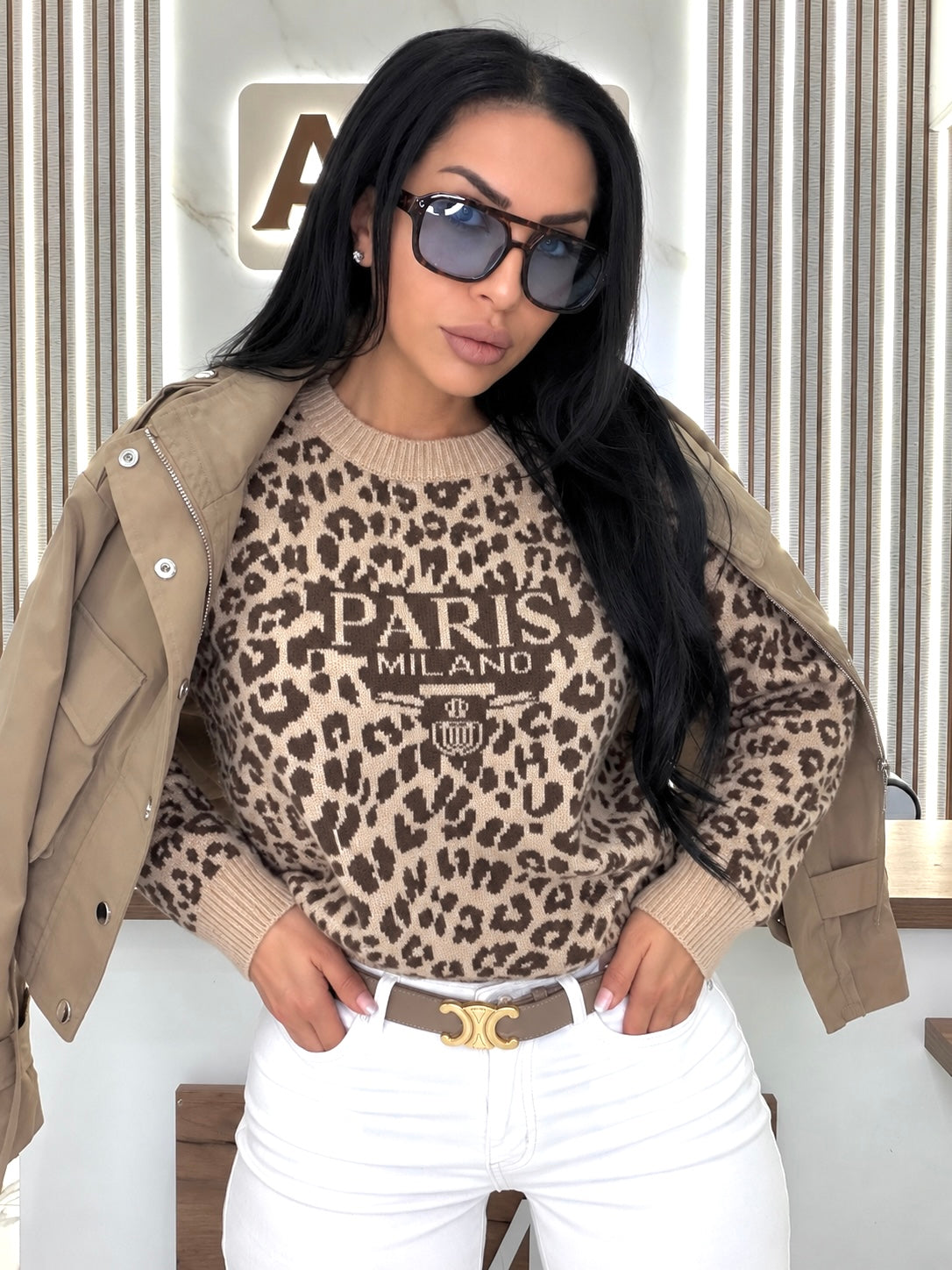 Пуловер "LEOPARD PARIS SWEATER"