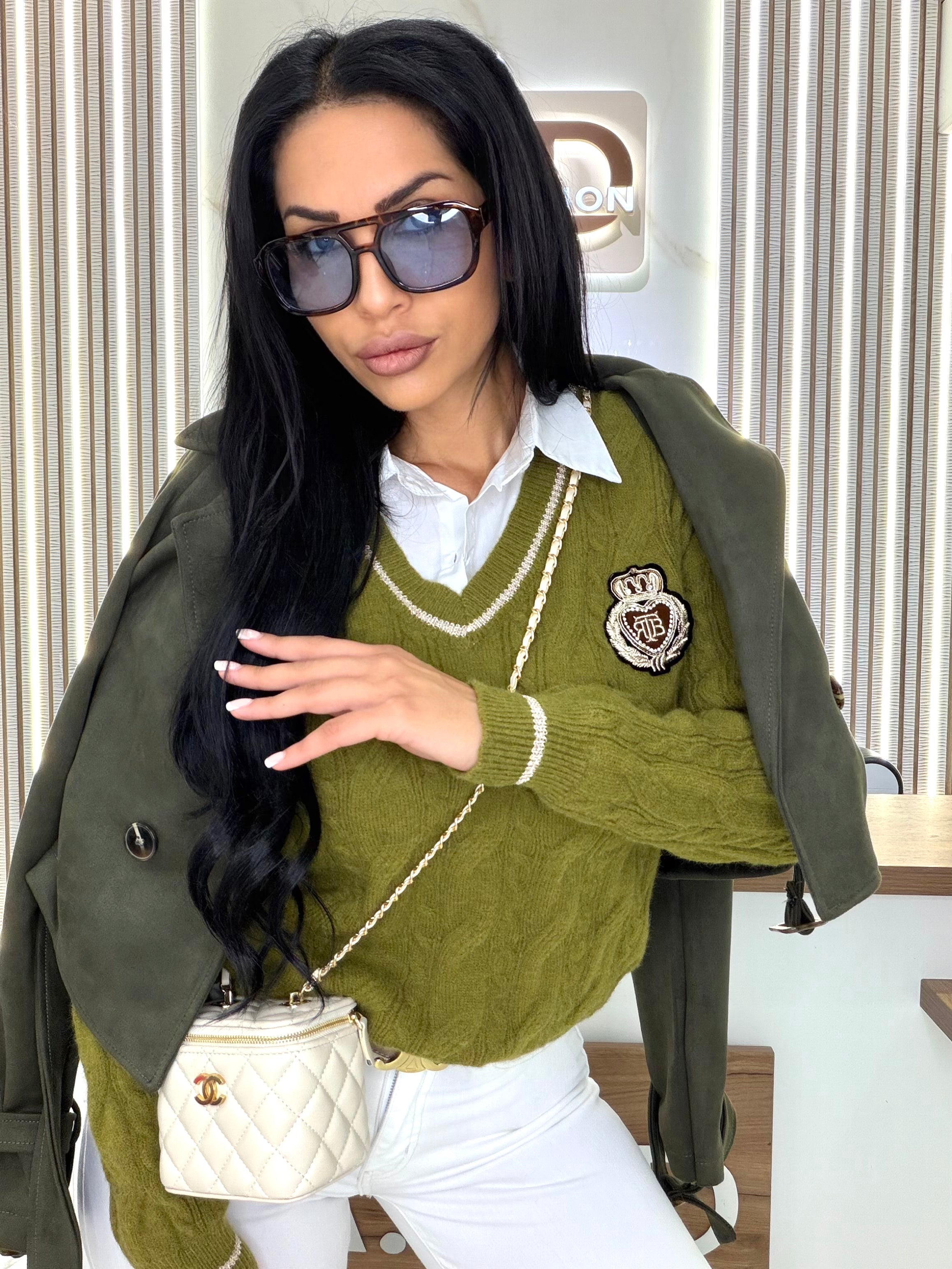 Пуловер "PRESTIGE OLIVE SLEEVE "