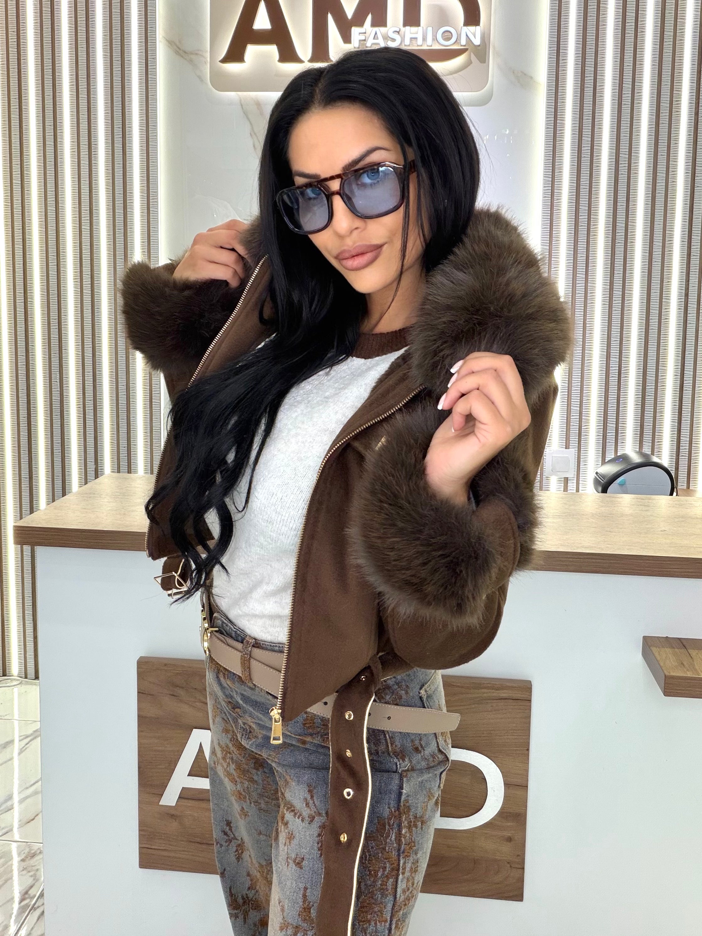 Яке с пух " BROWN LUXE "