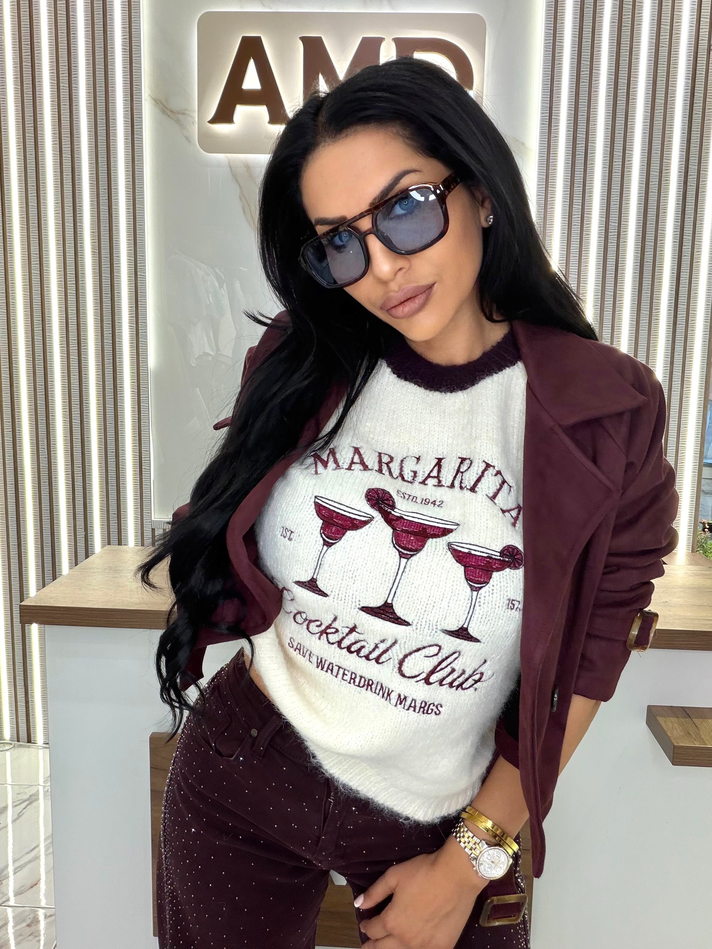 Блуза с къс ръкав "Burgundy Margarita"