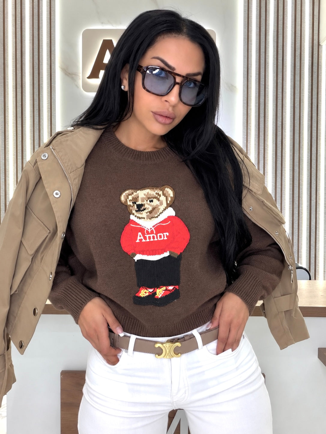 Пуловер "RED TEDDY BEAR - BROWN"