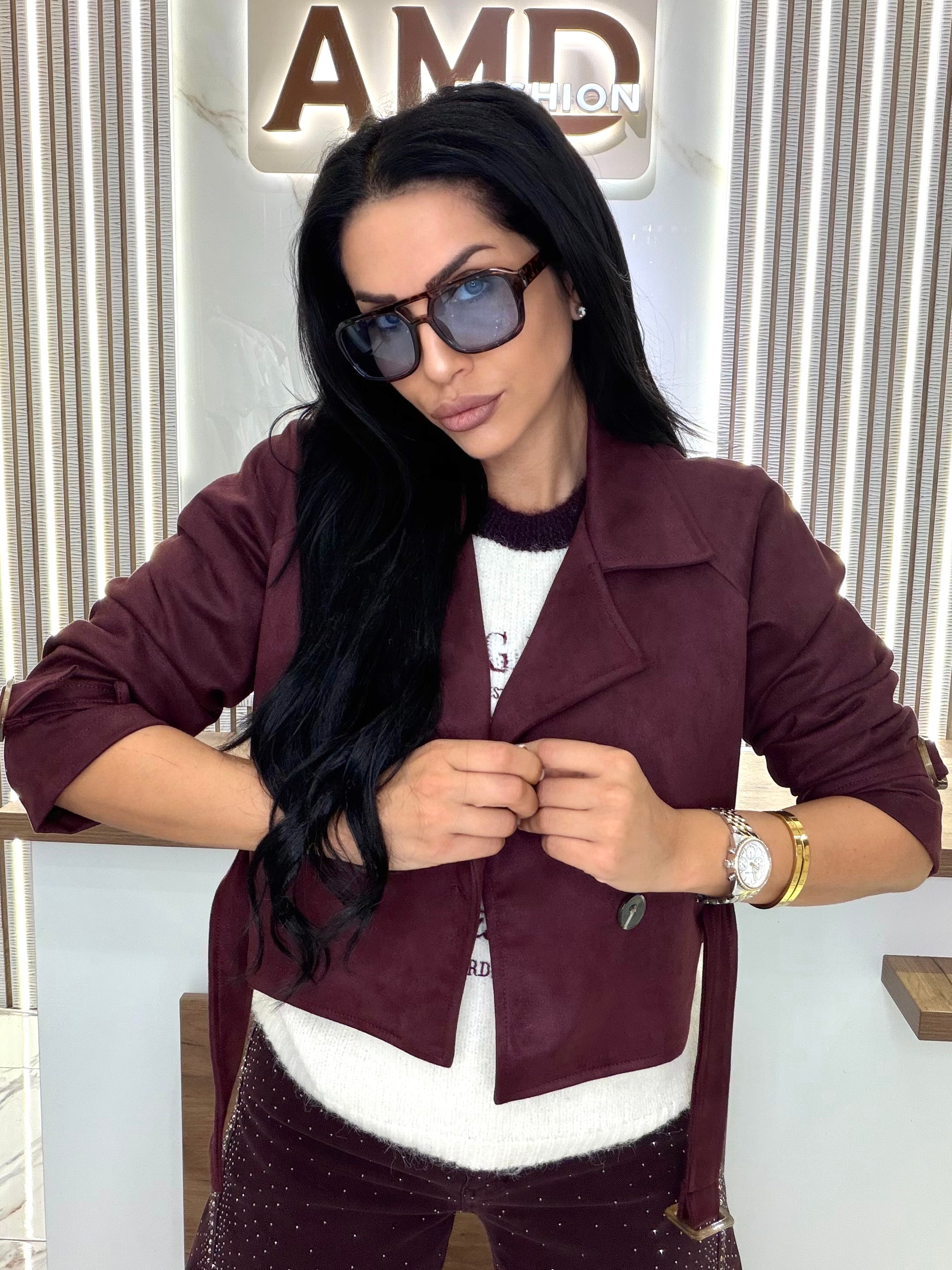 Велурено яке " Bordeaux Suede Jacket"