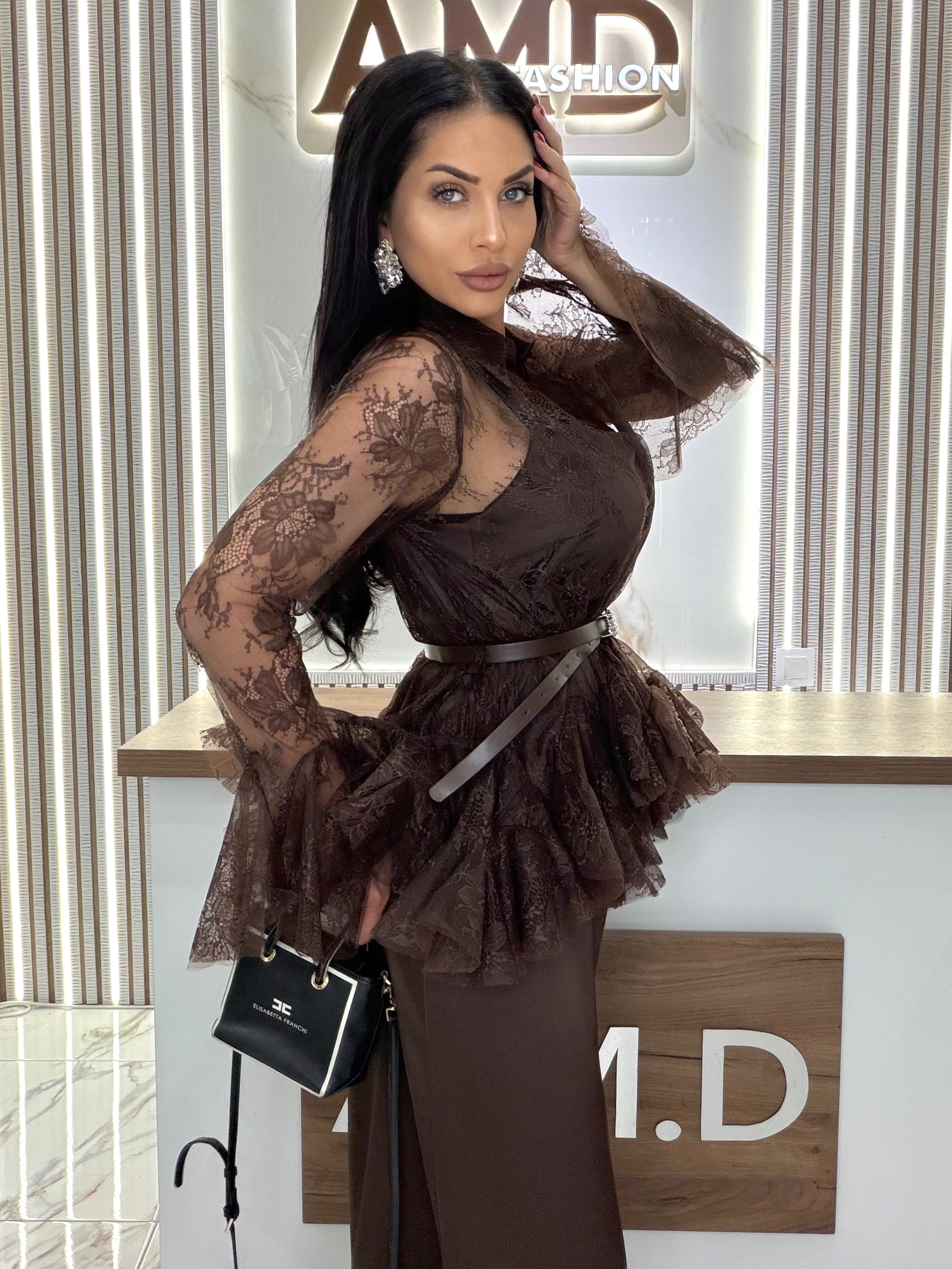 Рокля от две части "LACE DRESS – BROWN"