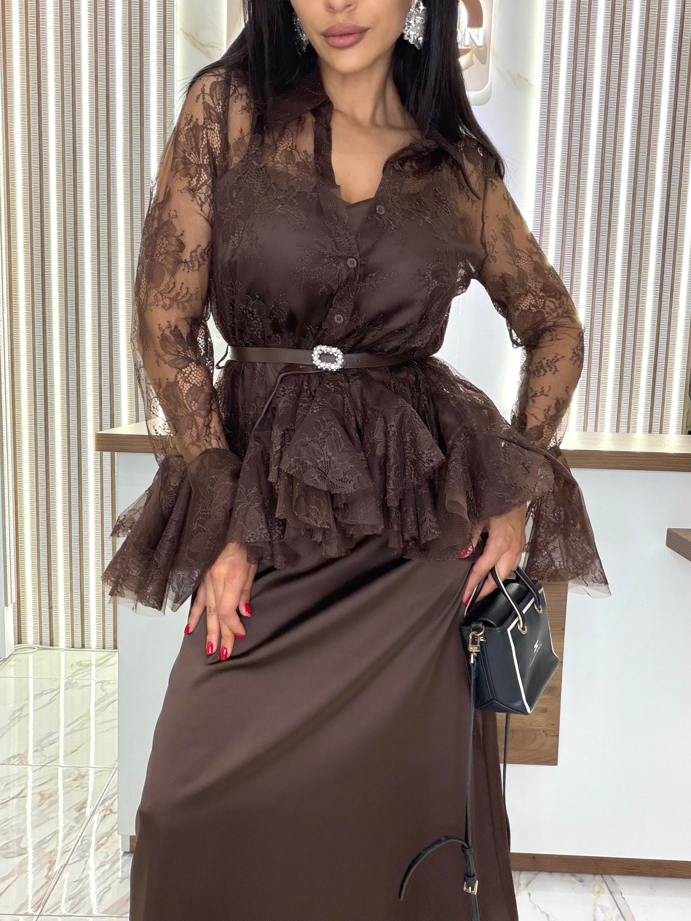 Рокля от две части "LACE DRESS – BROWN"