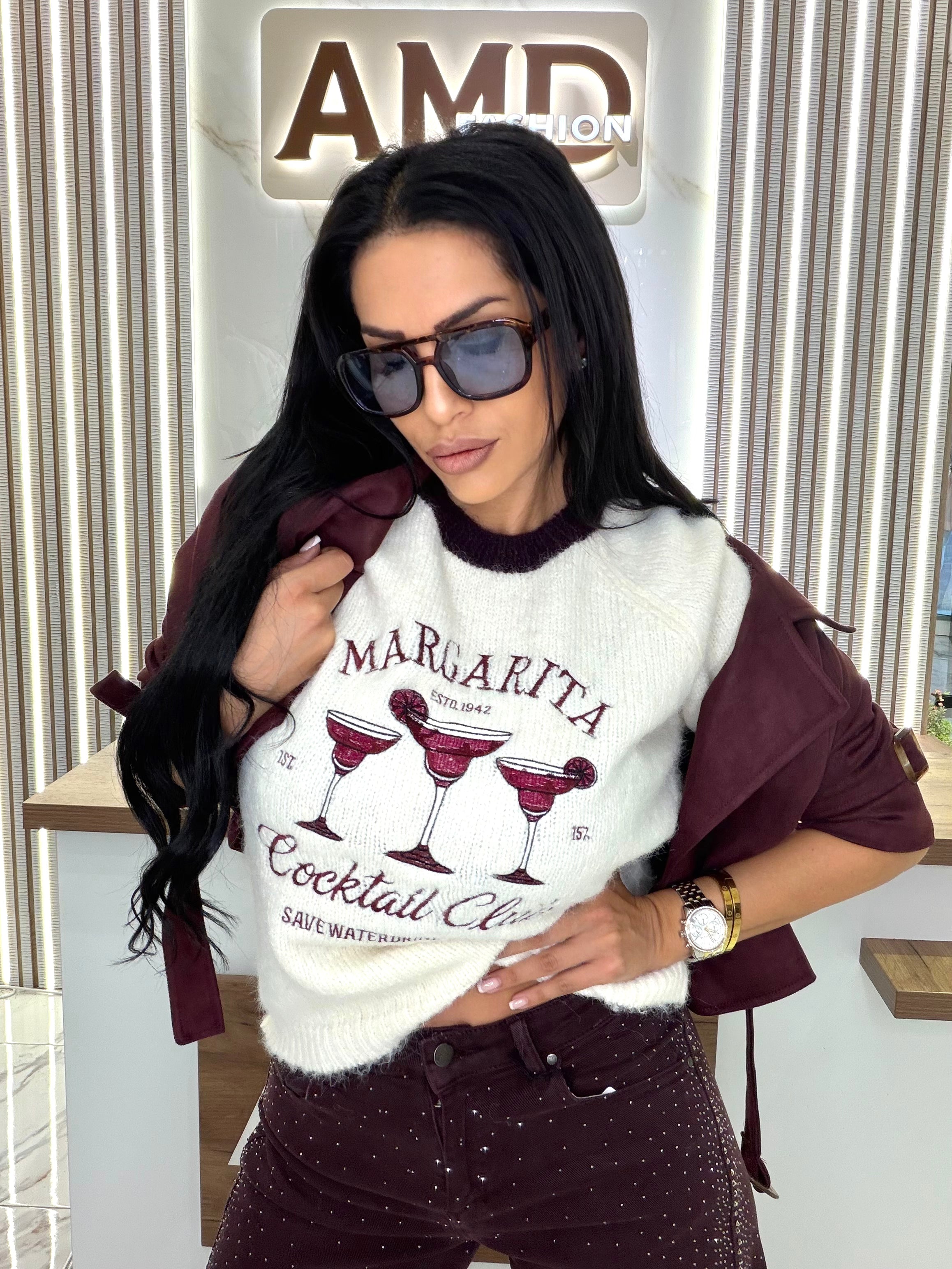 Блуза с къс ръкав "Burgundy Margarita"