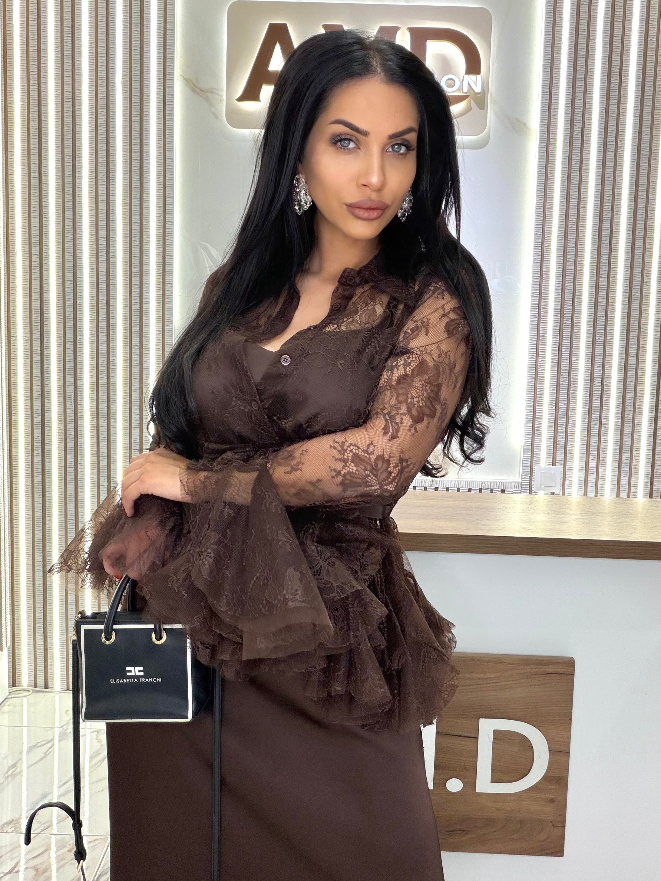 Рокля от две части "LACE DRESS – BROWN"
