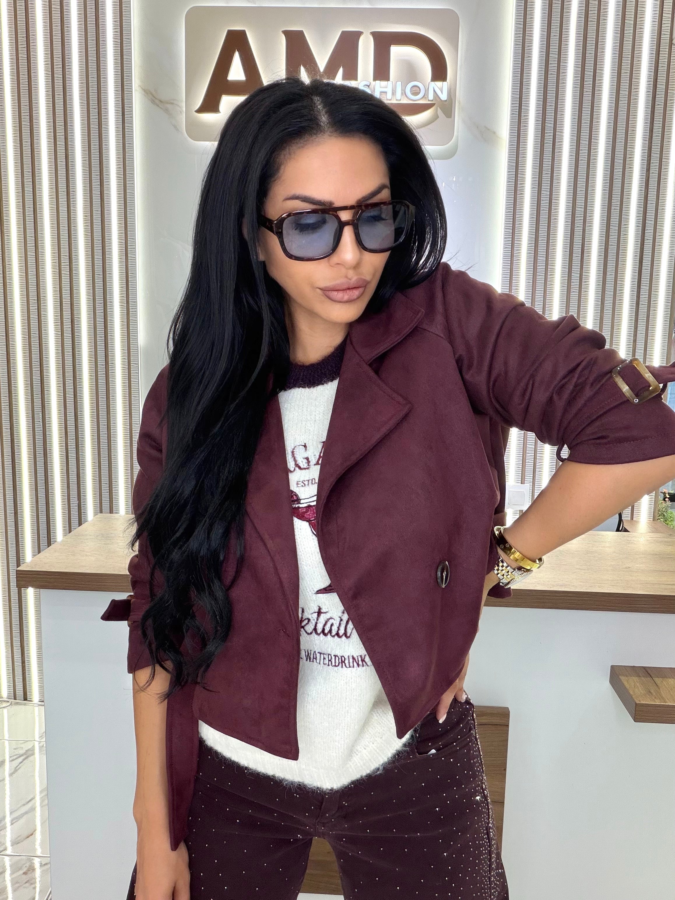Велурено яке " Bordeaux Suede Jacket"