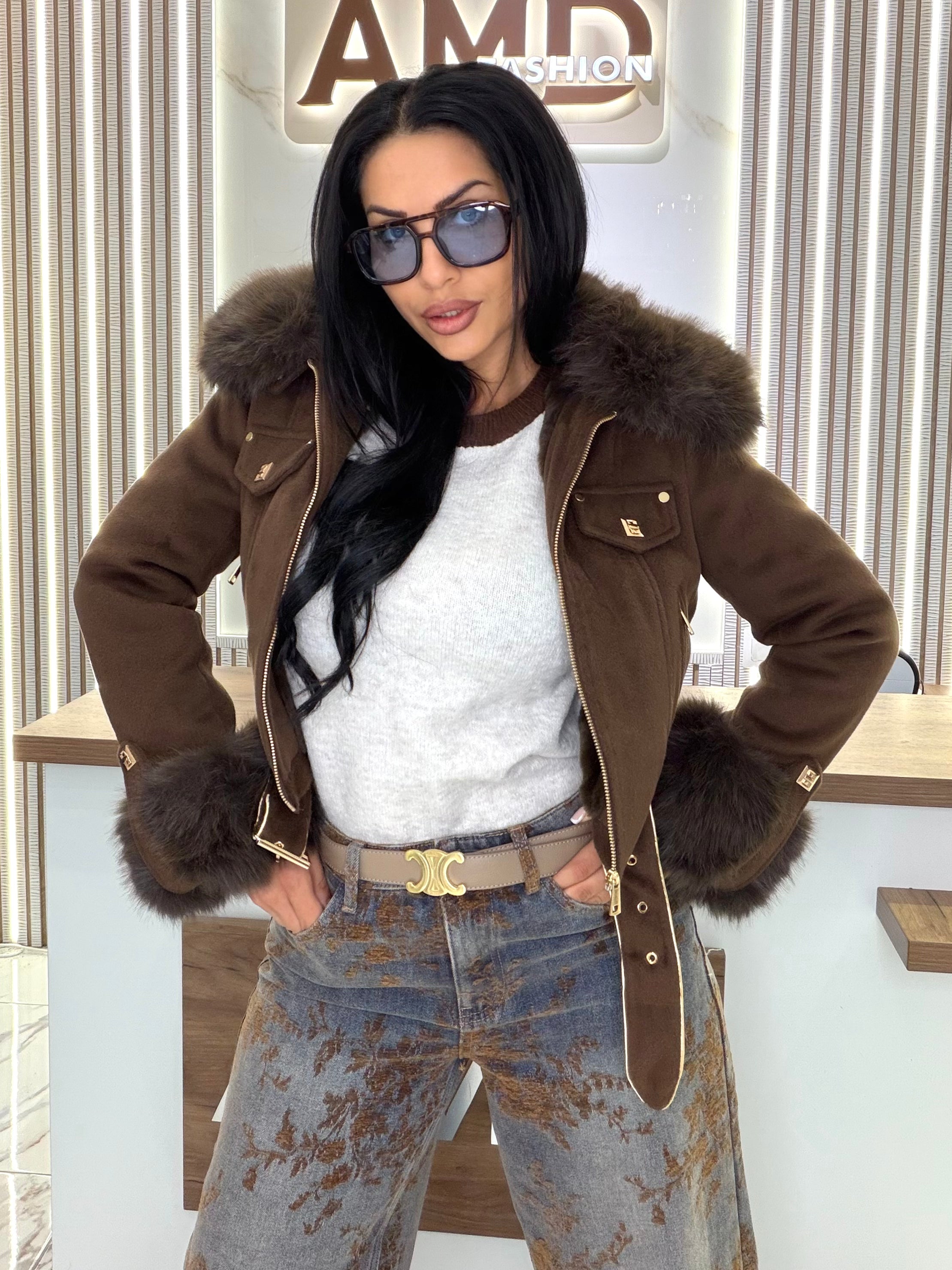 Яке с пух " BROWN LUXE "