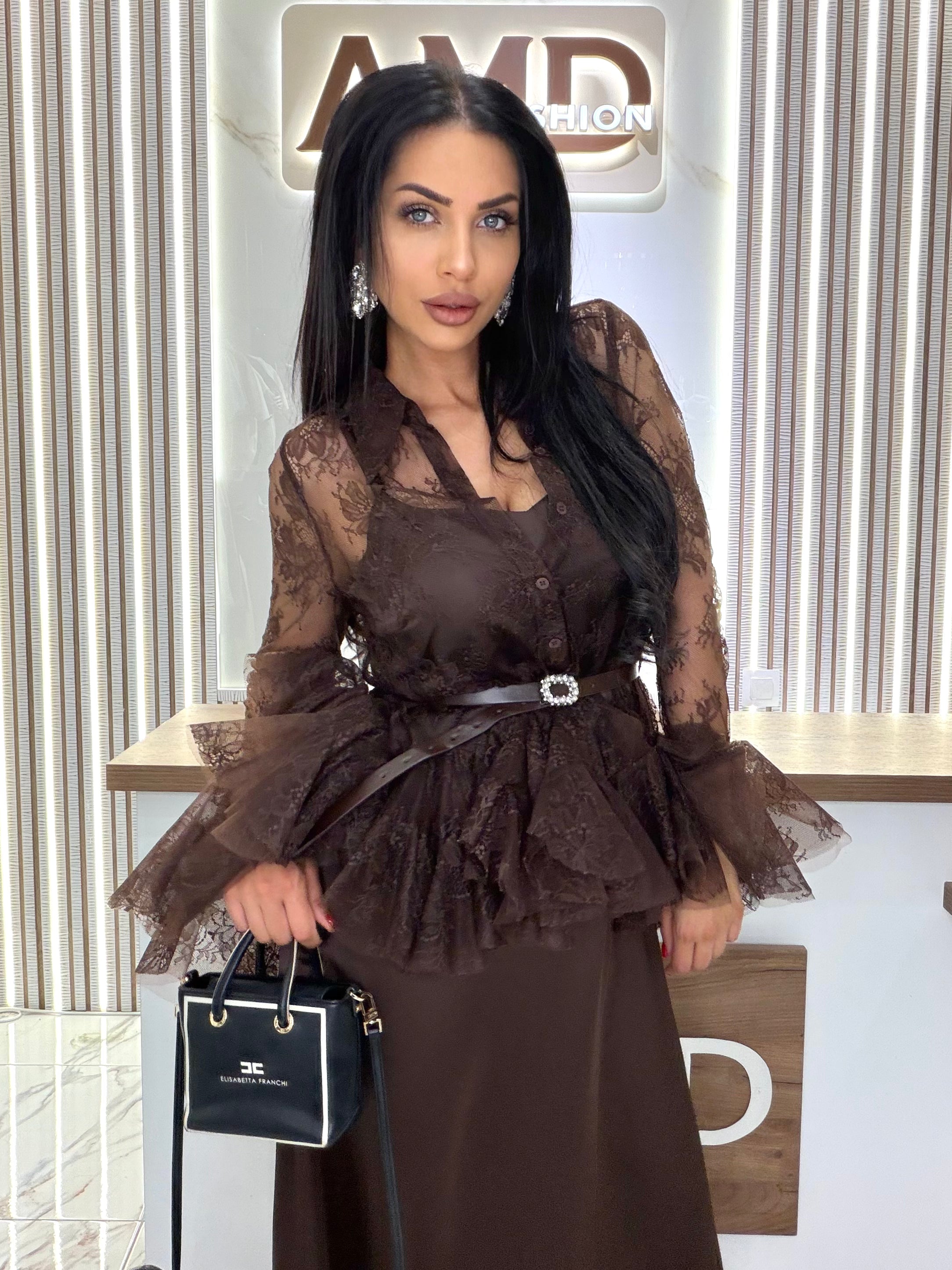 Рокля от две части "LACE DRESS – BROWN"
