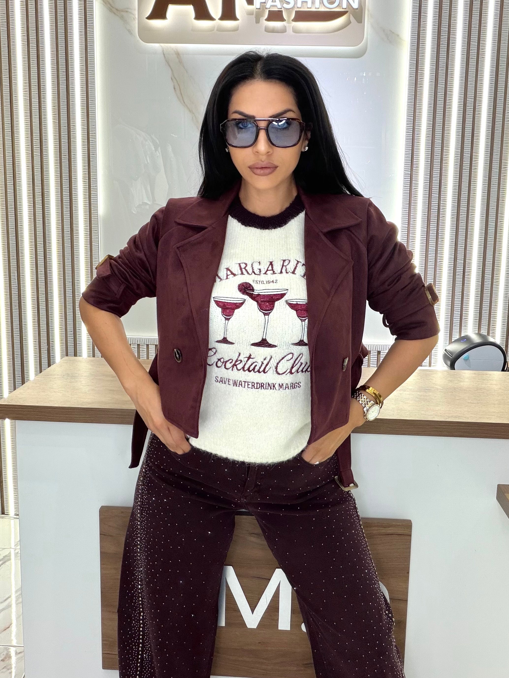 Велурено яке " Bordeaux Suede Jacket"