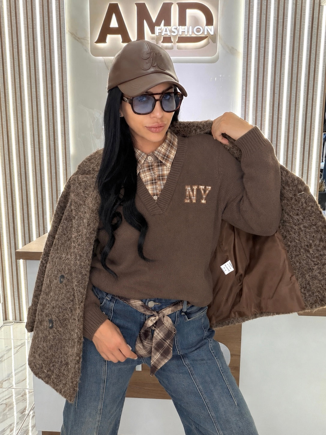 Пуловер "NY BROWN"